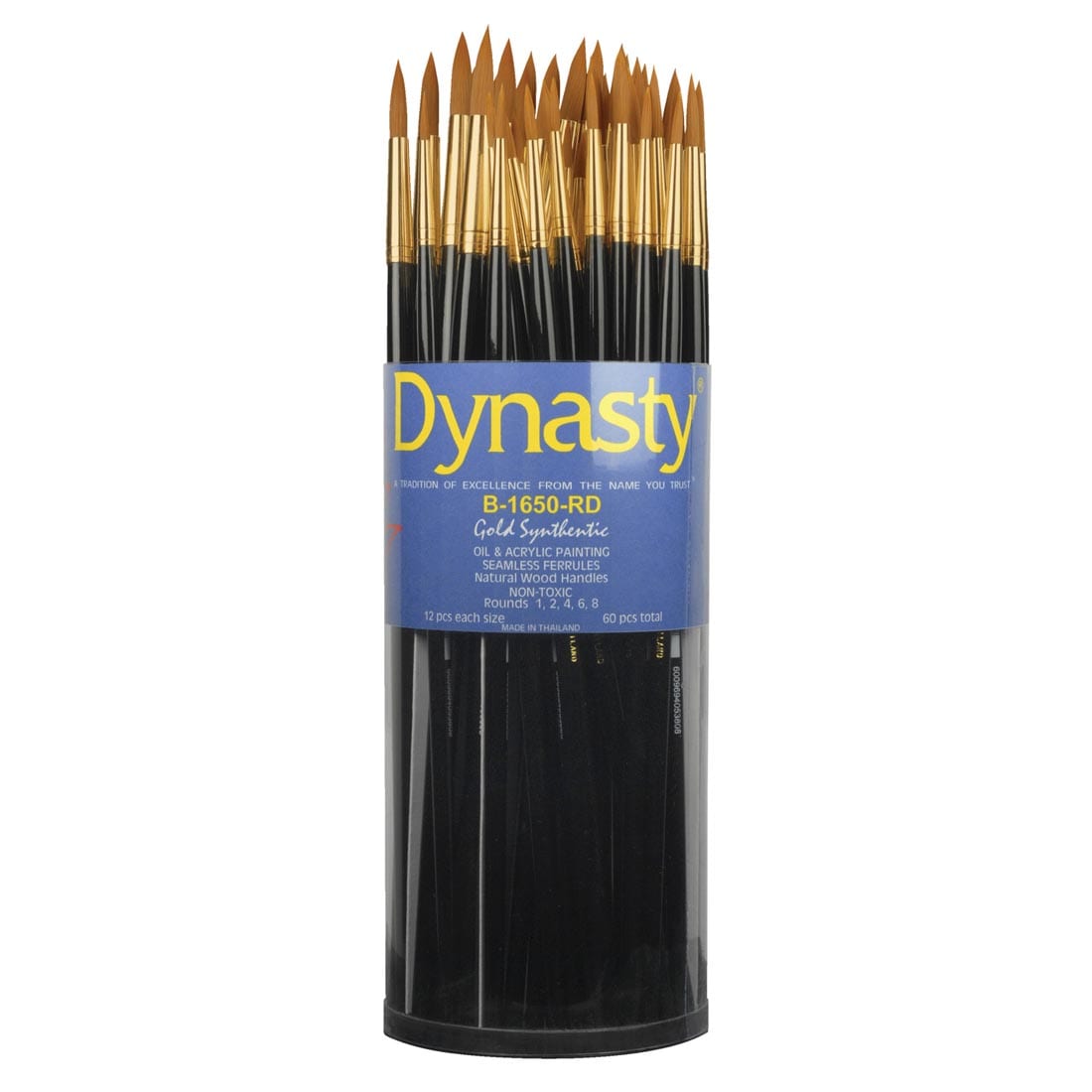 Dynasty Gold Synthetic Round Brush Assortment in a Tub