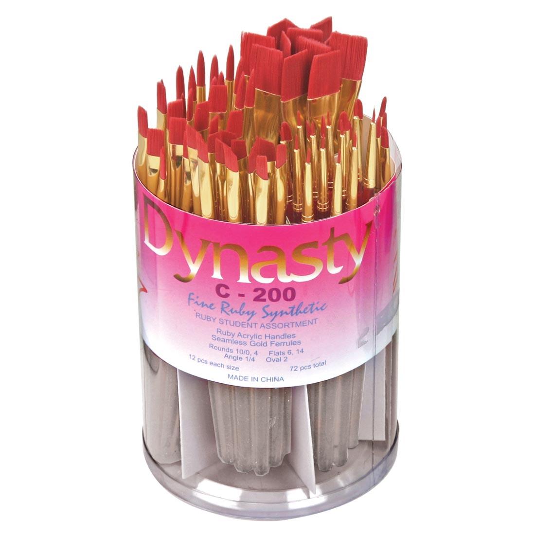 Dynasty Ruby Synthetic Student Brush Assortment in a Tub