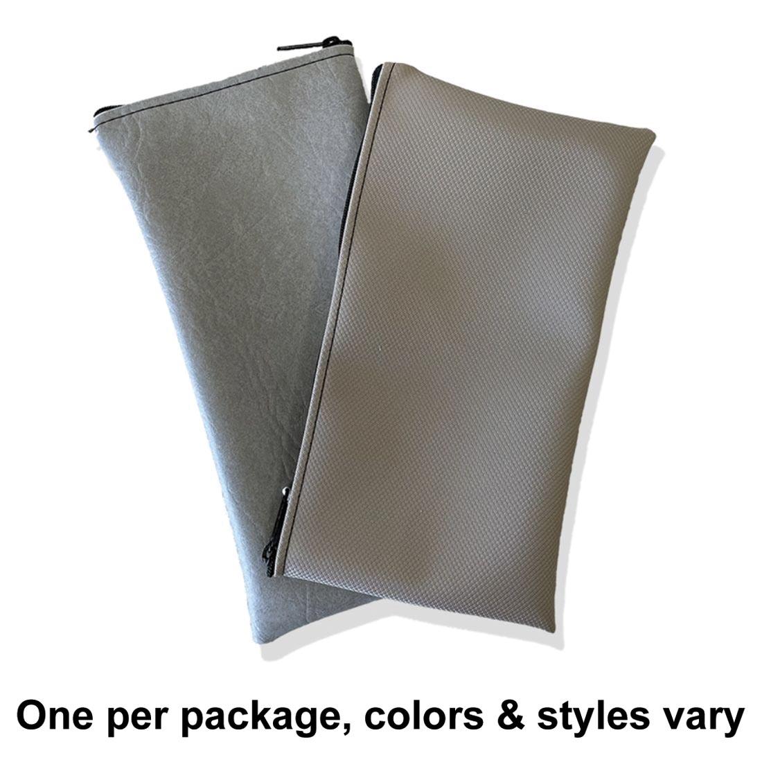 two medium zipper storage bags, with the words "One per package, colors & styles vary"