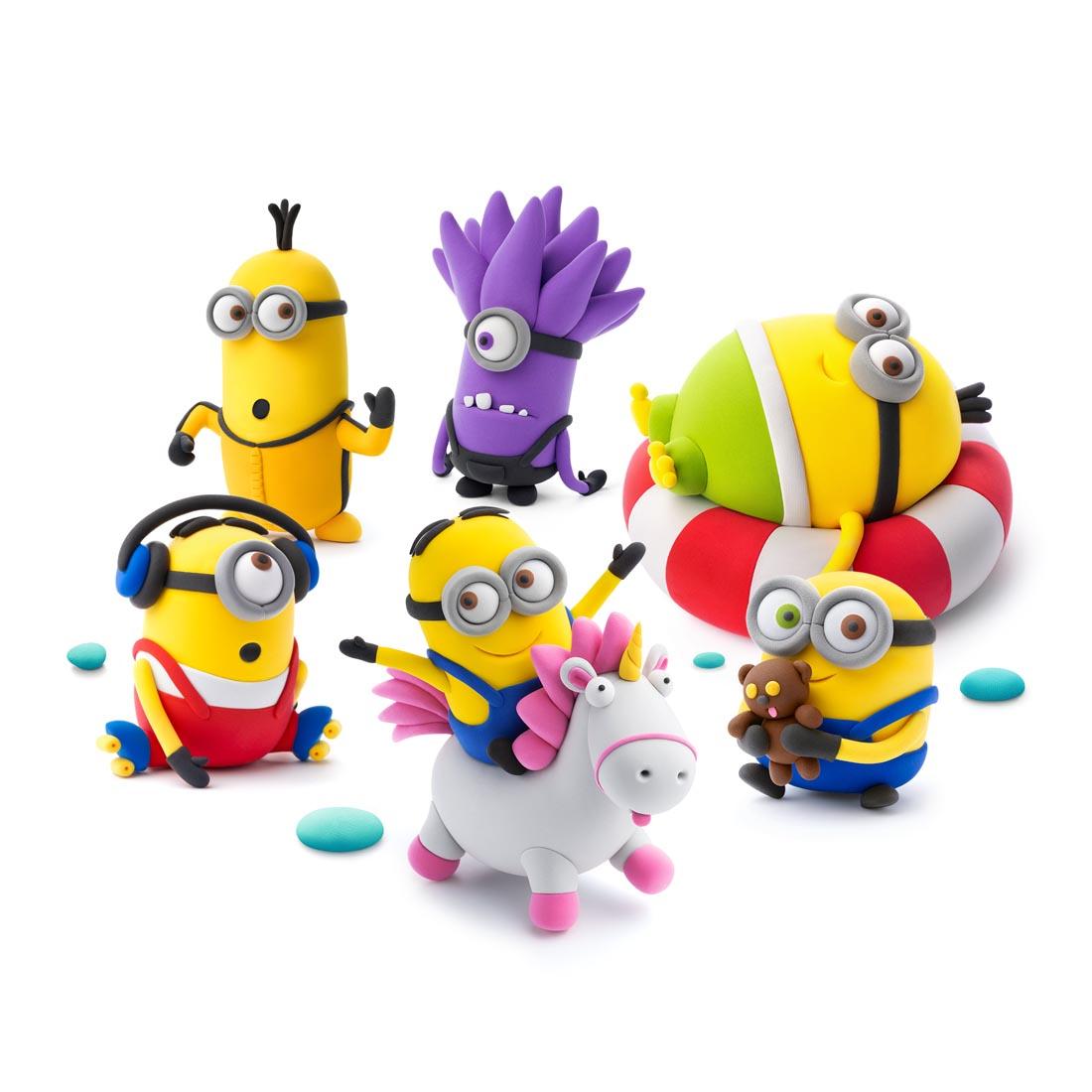example creatures made with the Hey Clay Minions Set By Fat Brain Toys