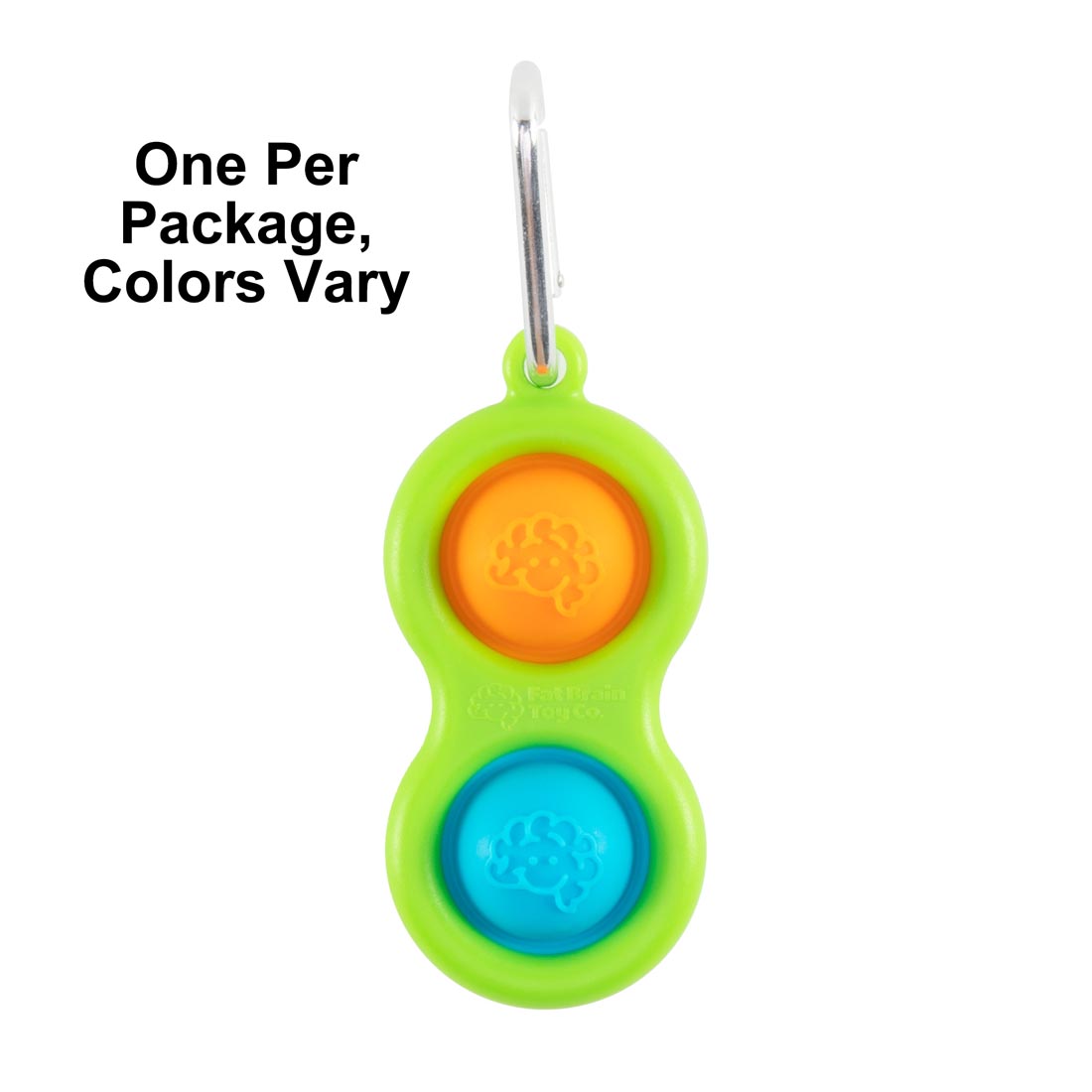Colorful Simpl Dimpl with the text One Per Package, Colors Vary