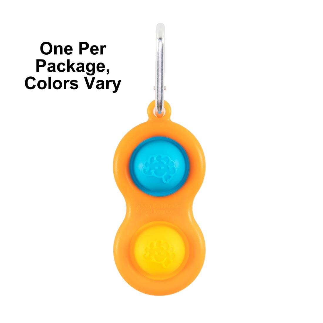 Colorful Simpl Dimpl with the text One Per Package, Colors Vary