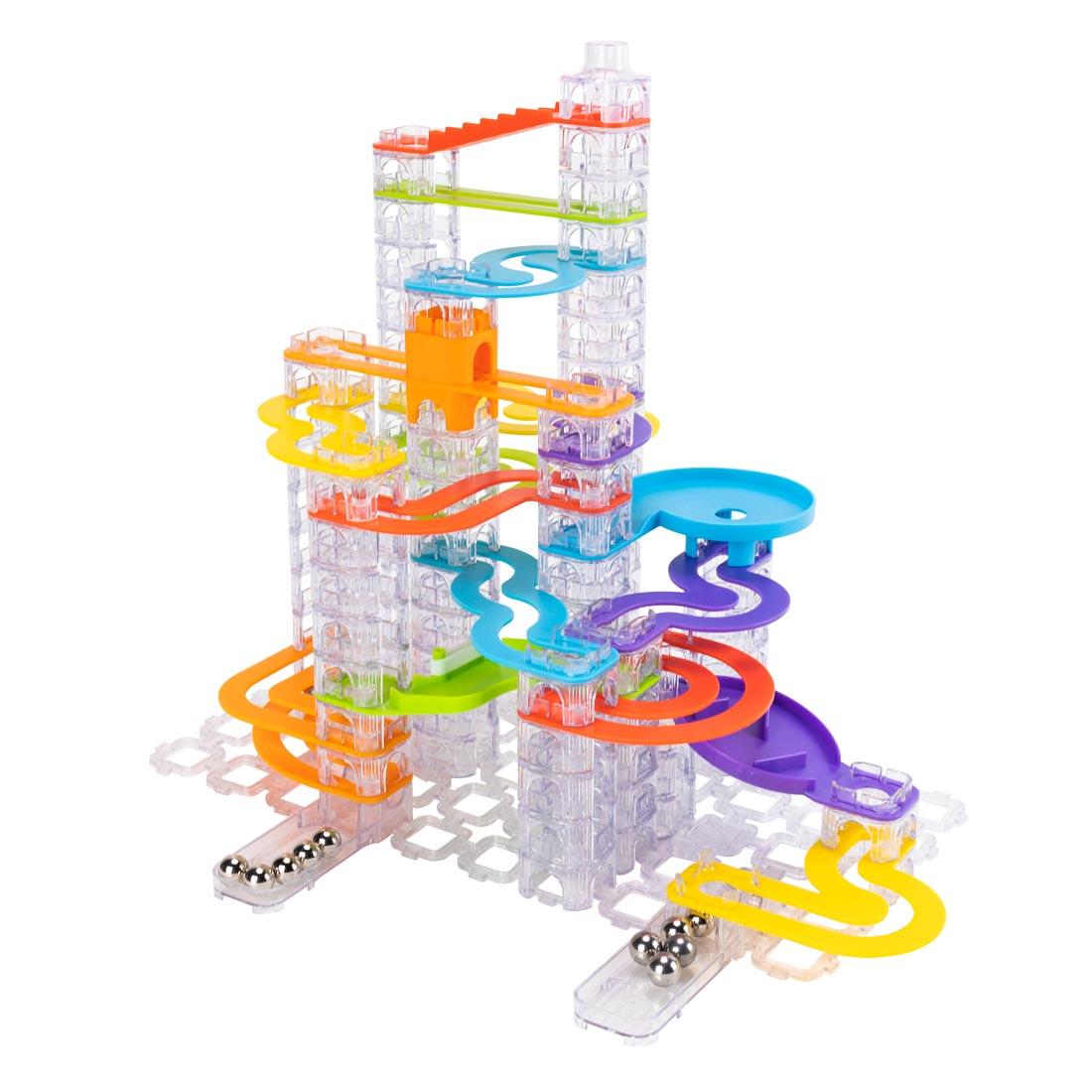 marble run built with Trestle Tracks 124-Piece Deluxe Set