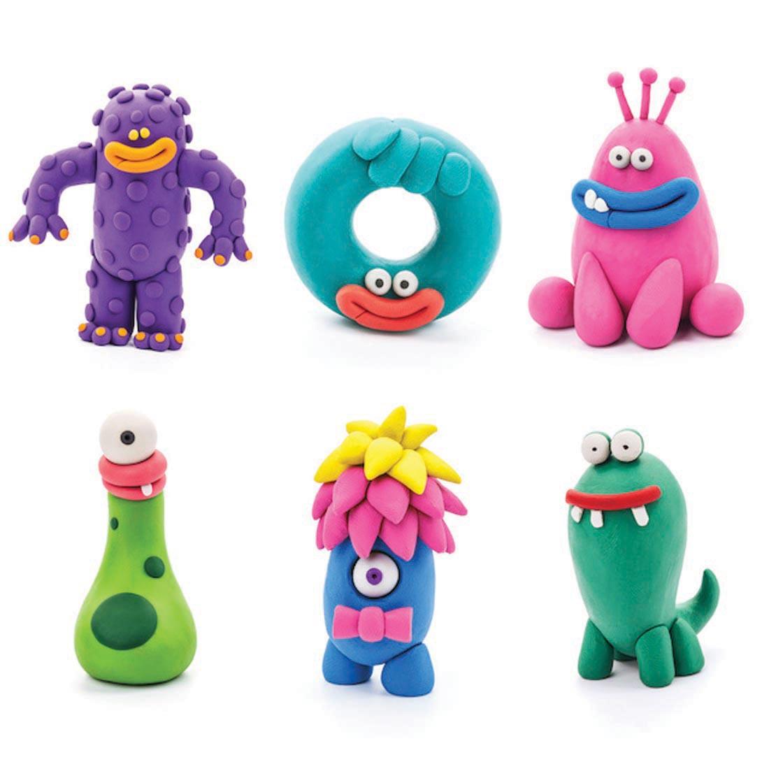 examples of monsters made with hey clay modeling kit