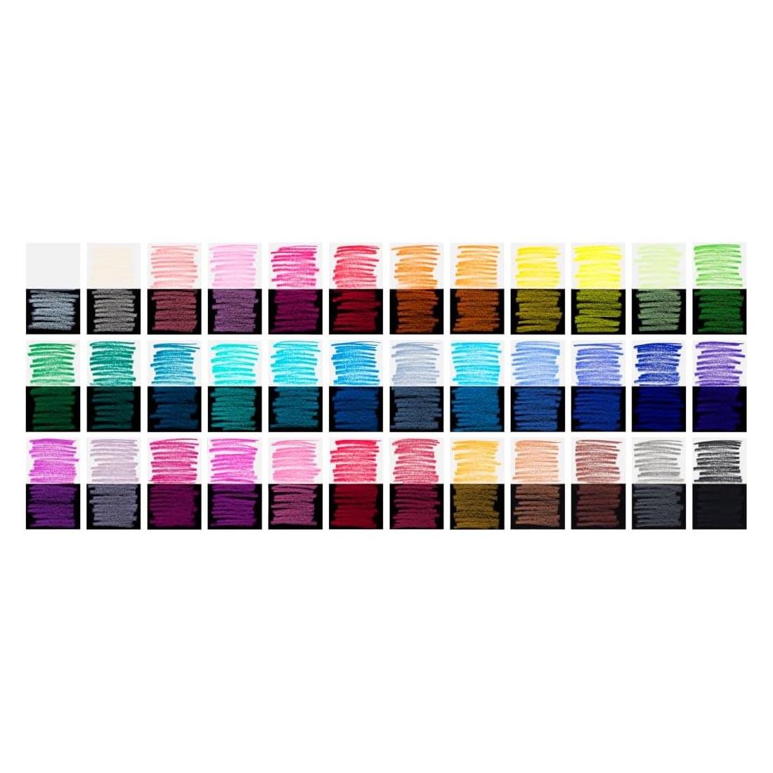 color swatches from the Faber-Castell Black Edition Colored Pencils 36-Color Set