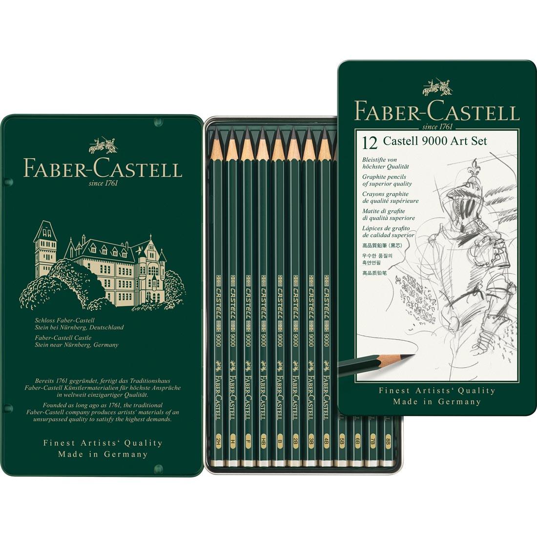 Faber-Castell 9000 Graphite Pencil Set shown both with an open package and a closed one