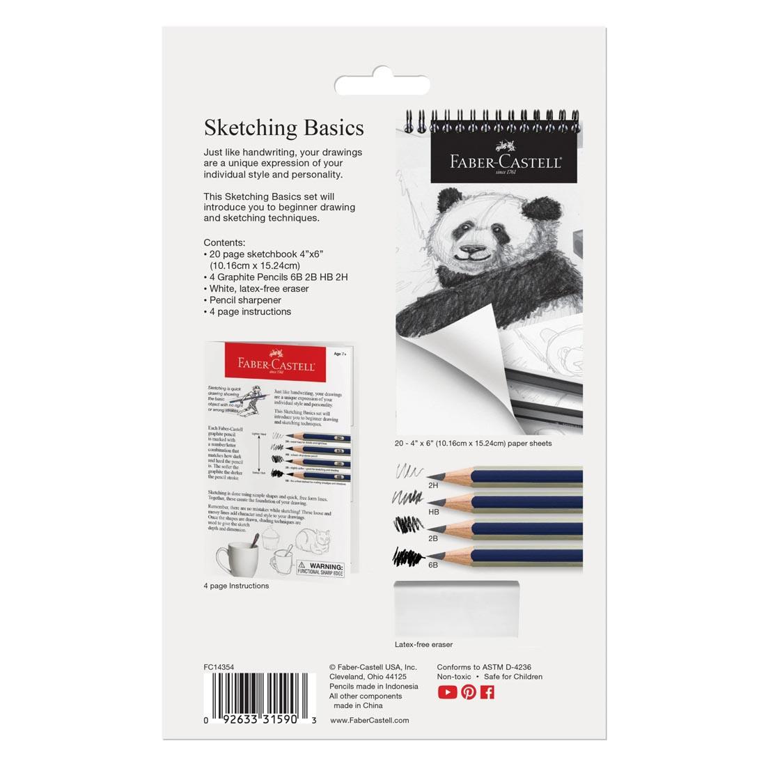 Back of Package of the Faber-Castell Sketching Basics Set