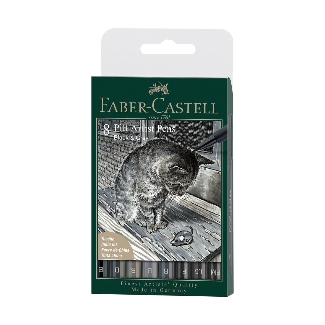 Faber-Castell PITT Artist Pen 8-Piece Black & Gray Set