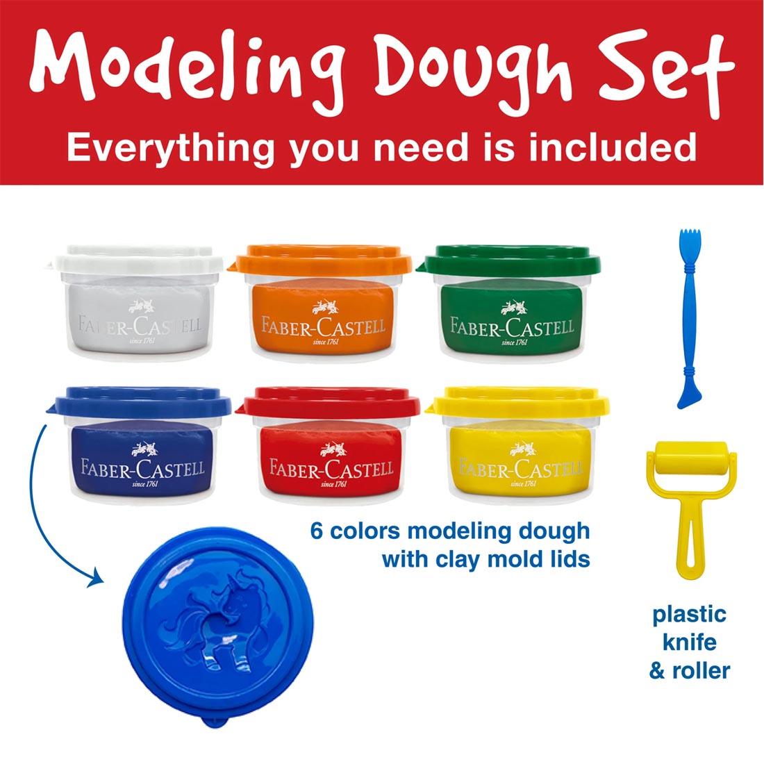 Little Creatives Super Soft Modeling Dough Set plus text Everything you need is included; 6 colors modeling dough with clay mold lids, plastic knife & roller