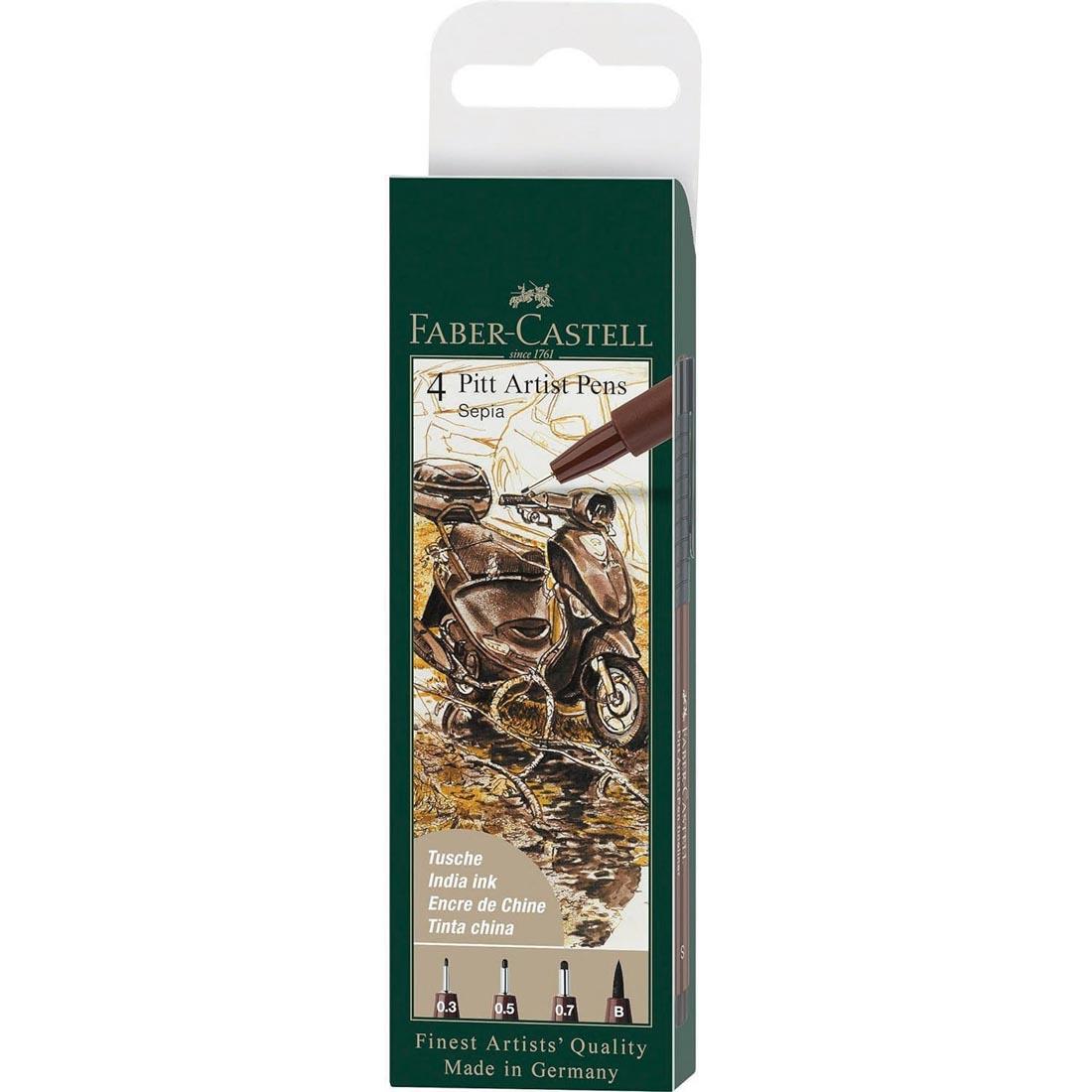 Faber-Castell PITT Artist Pens 4-Count Sepia Set
