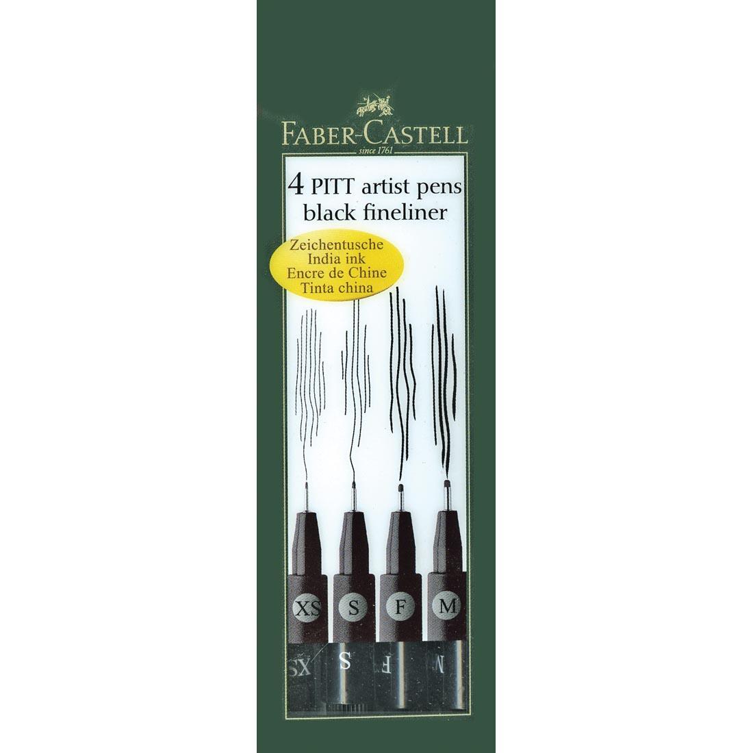 Faber-Castell PITT Artist Pens 4-Count Black Fineliner Set