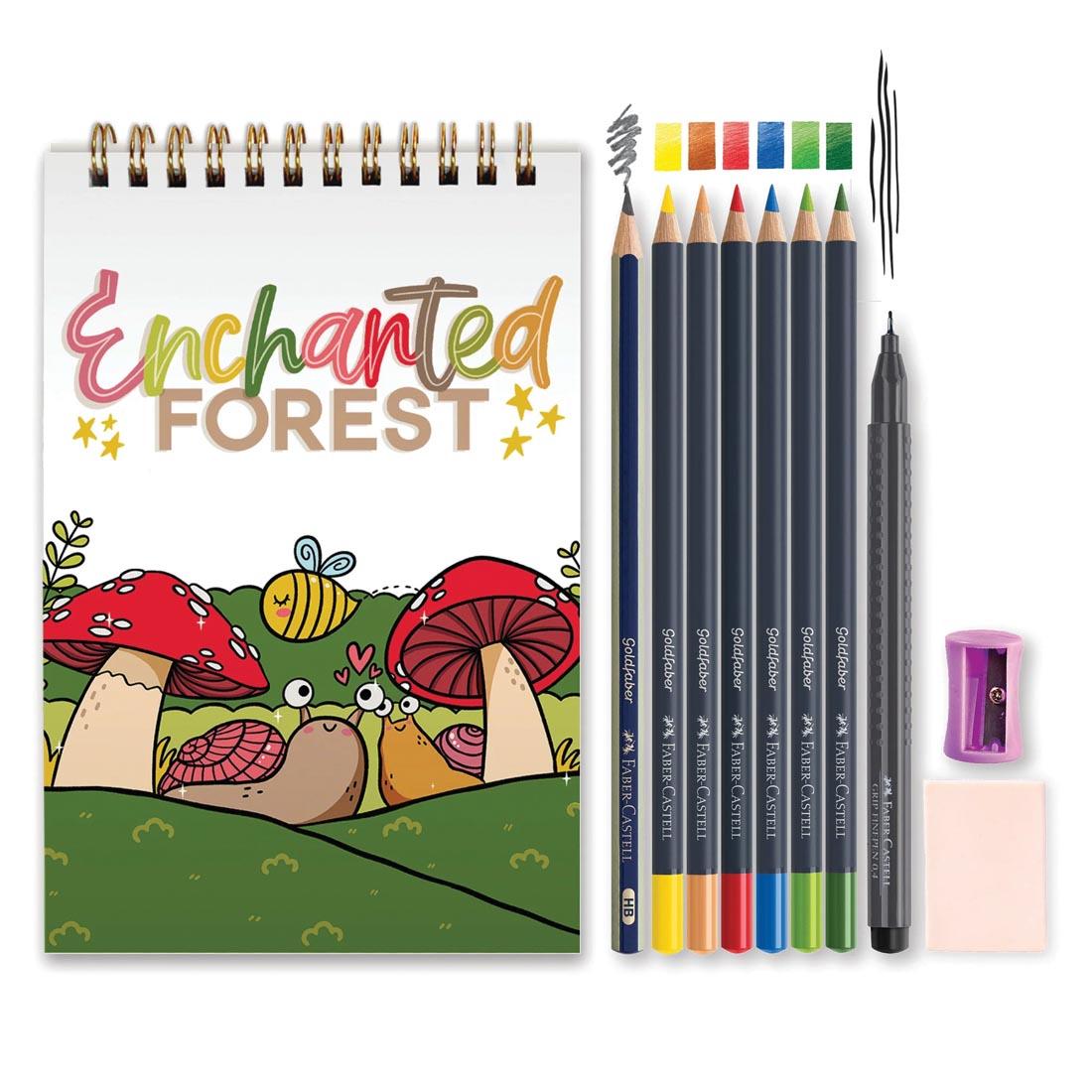 contents of the Faber-Castell Creative Studio Enchanted Forest Kit