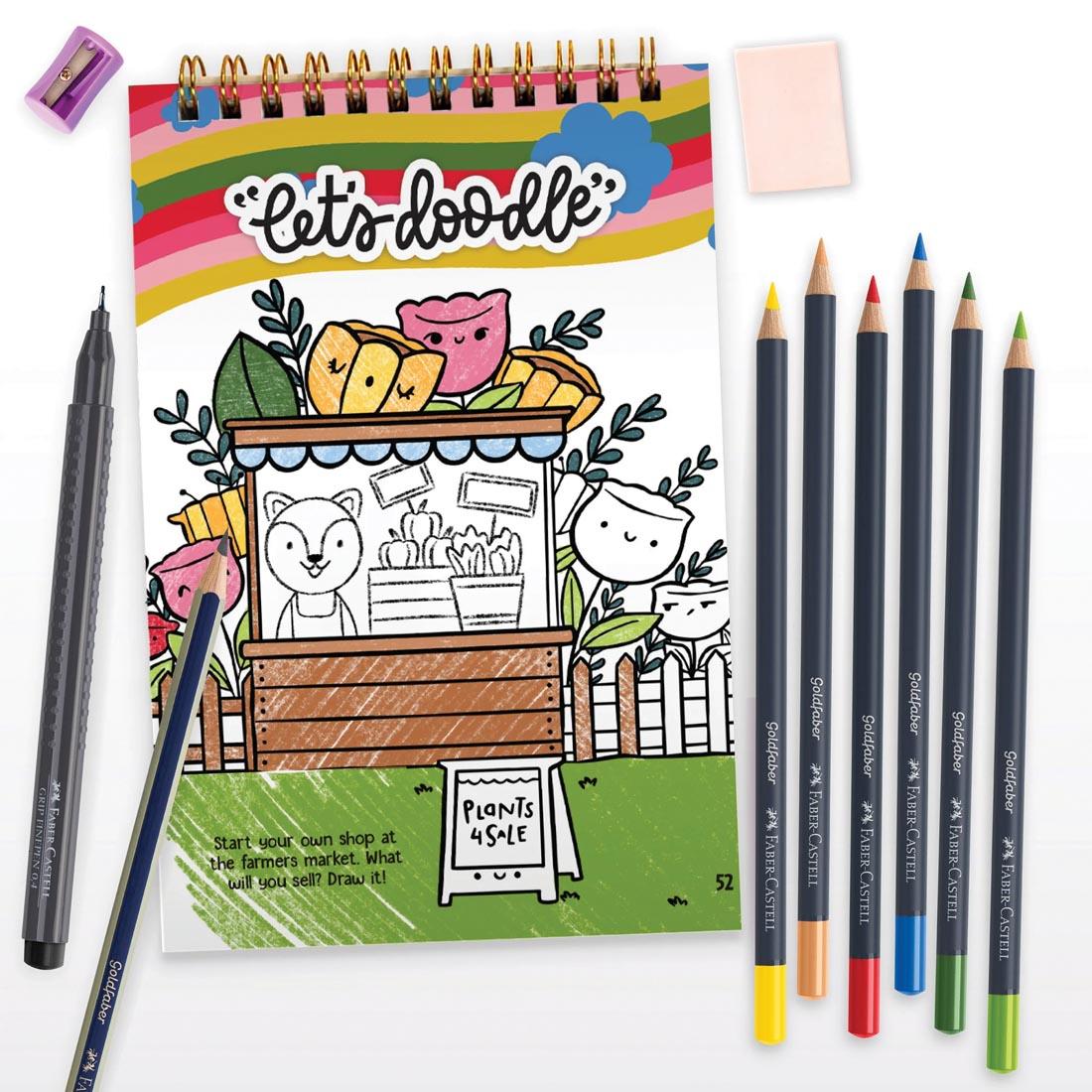 example of a partially completed page from the Faber-Castell Creative Studio Enchanted Forest Kit