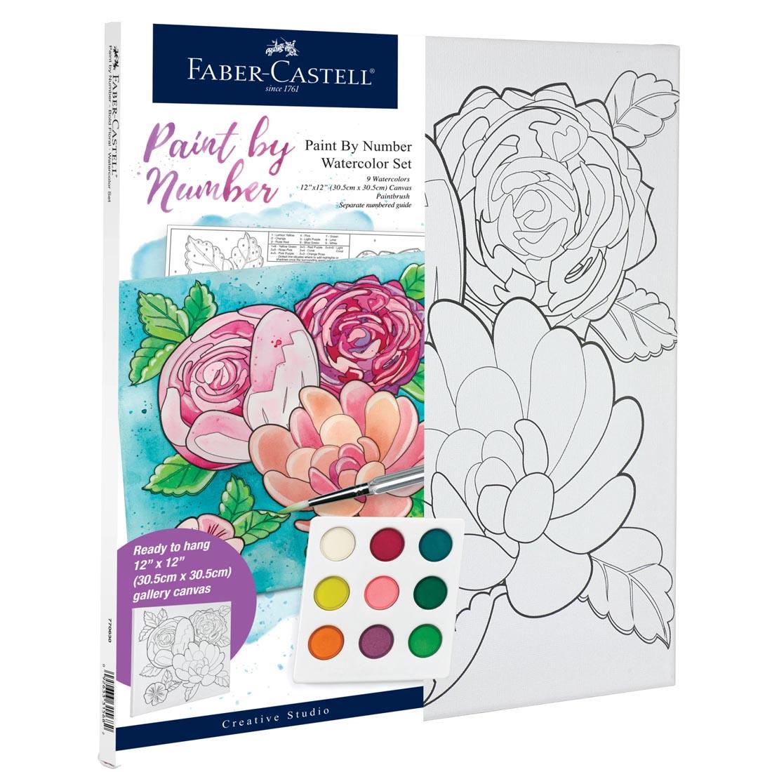 Bold Floral Paint By Number Watercolor Set by Faber-Castell package