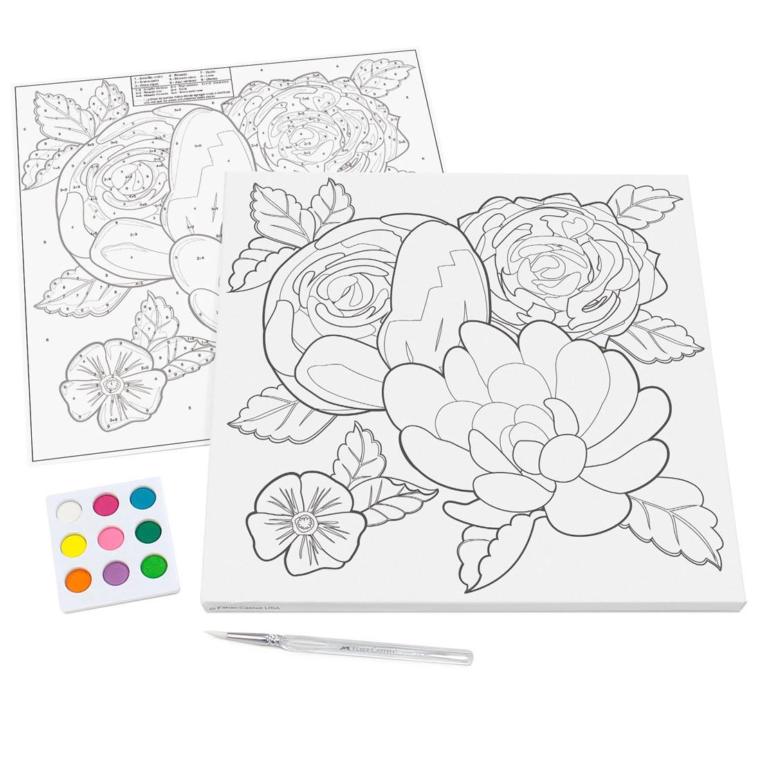 Bold Floral Paint By Number Watercolor Set by Faber-Castell