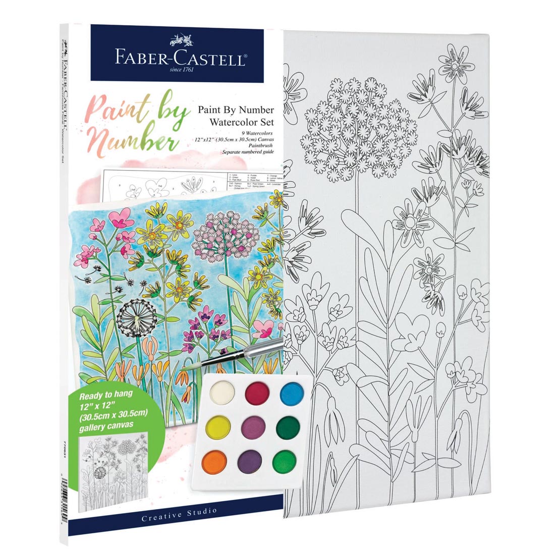 Faber-Castell Paint By Number Farmhouse Floral Watercolor Set