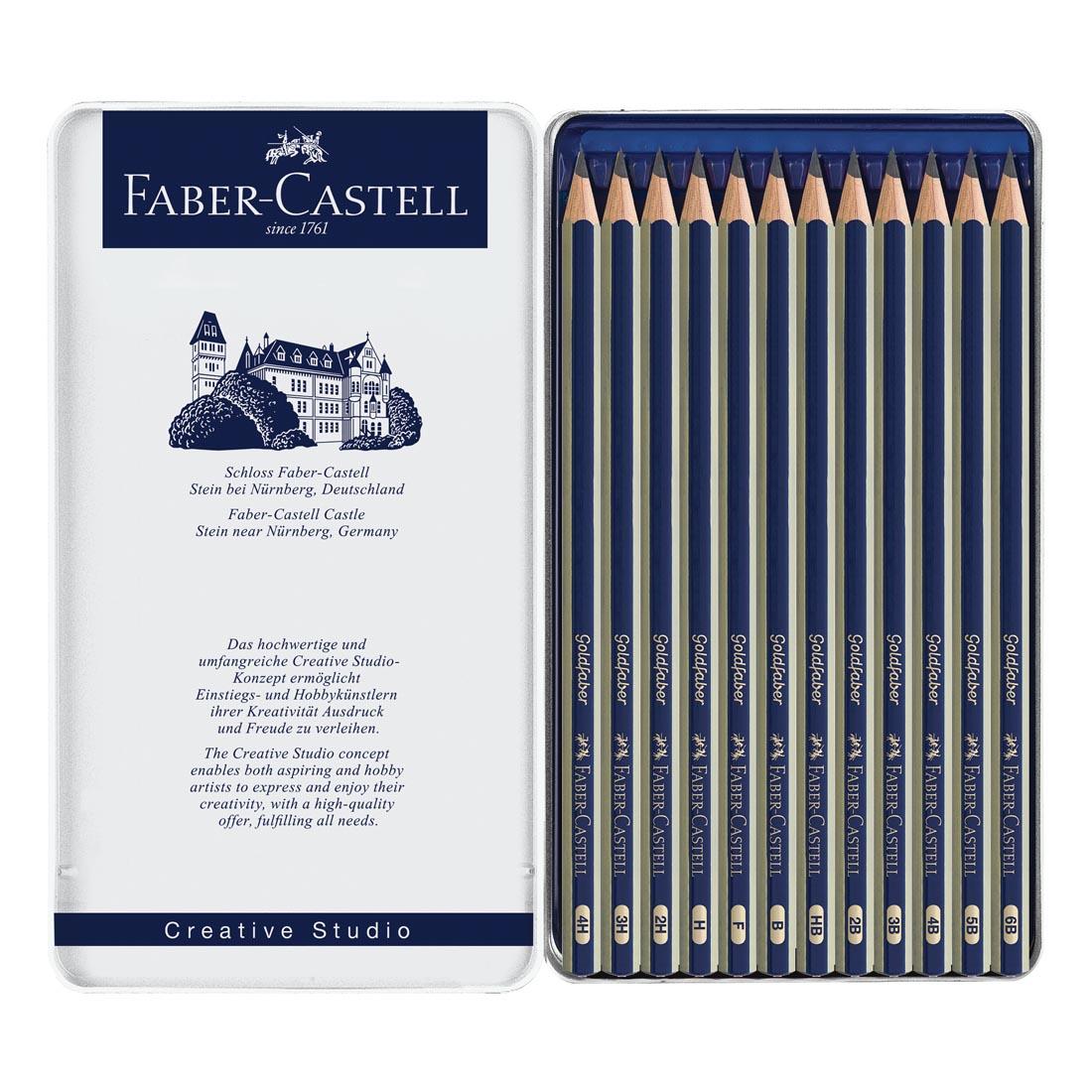 open tin for Faber-Castell GoldFaber 12-Count Graphite Sketch Set