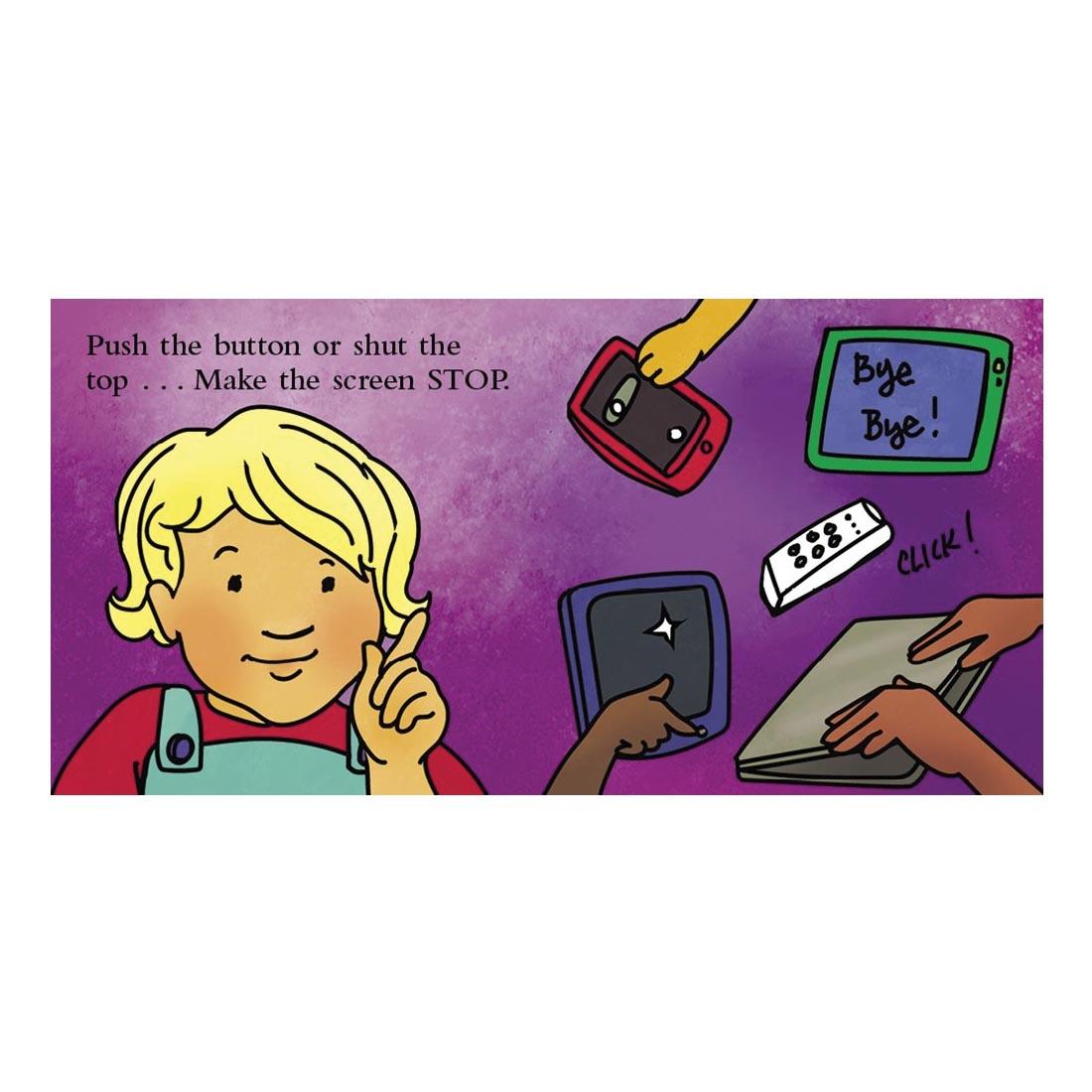 pages from inside Screen Time Is Not Forever Board Book by Free Spirit Publishing