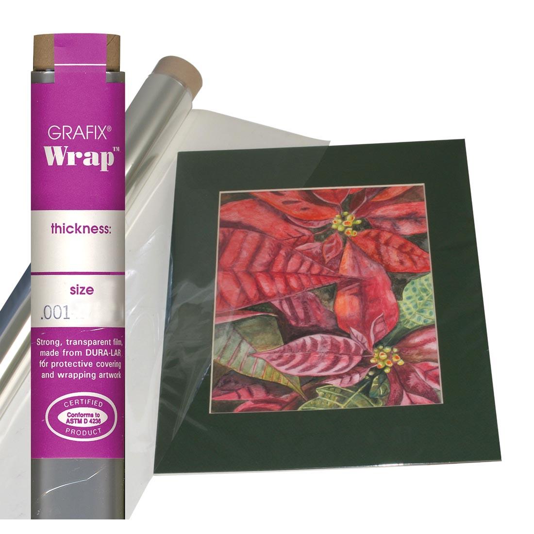 Grafix Wrap Roll in packaging plus one roll shown ready to cover a piece of artwork