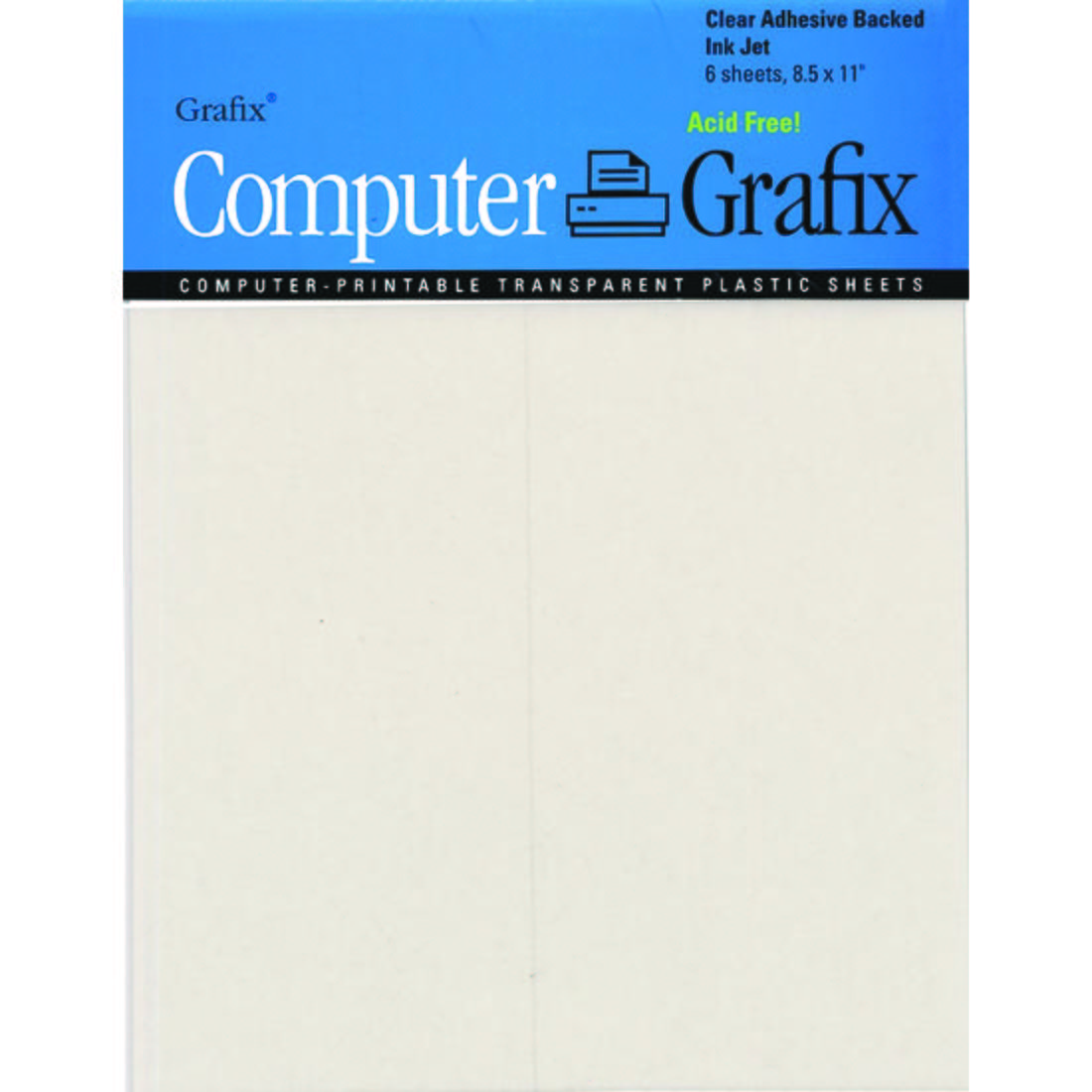 Grafix Clear Adhesive Backed Ink Jet Computer-Printable Transparent Plastic Sheets
