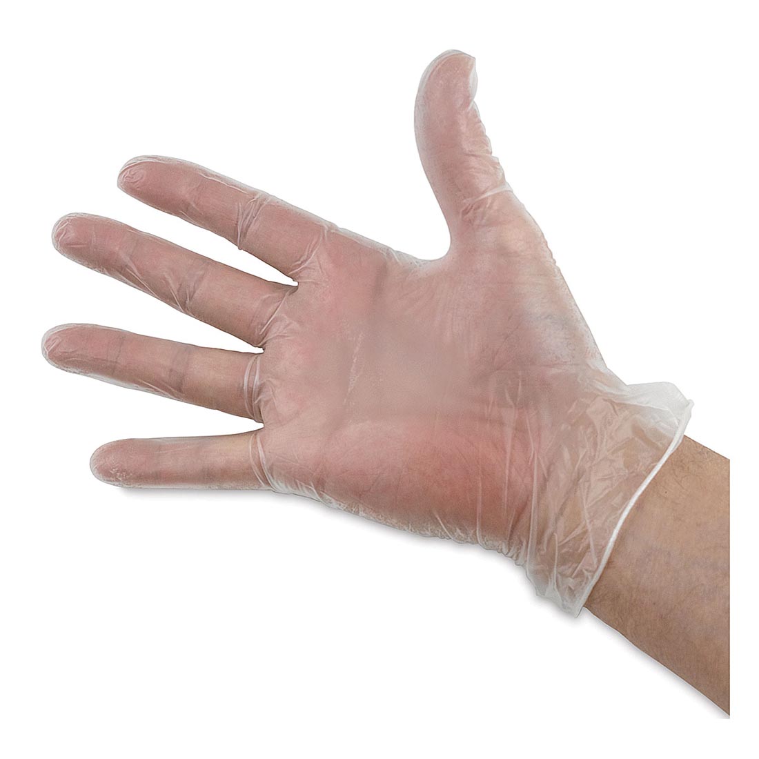 Hand Wearing a White Vinyl Glove