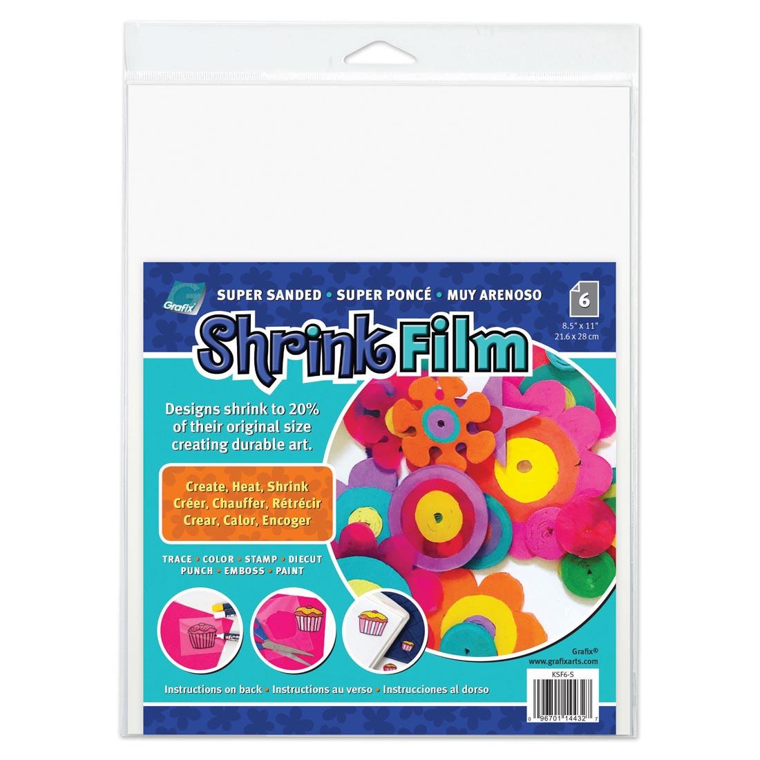 Grafix Super Sanded Shrink Film 6-Sheet Package