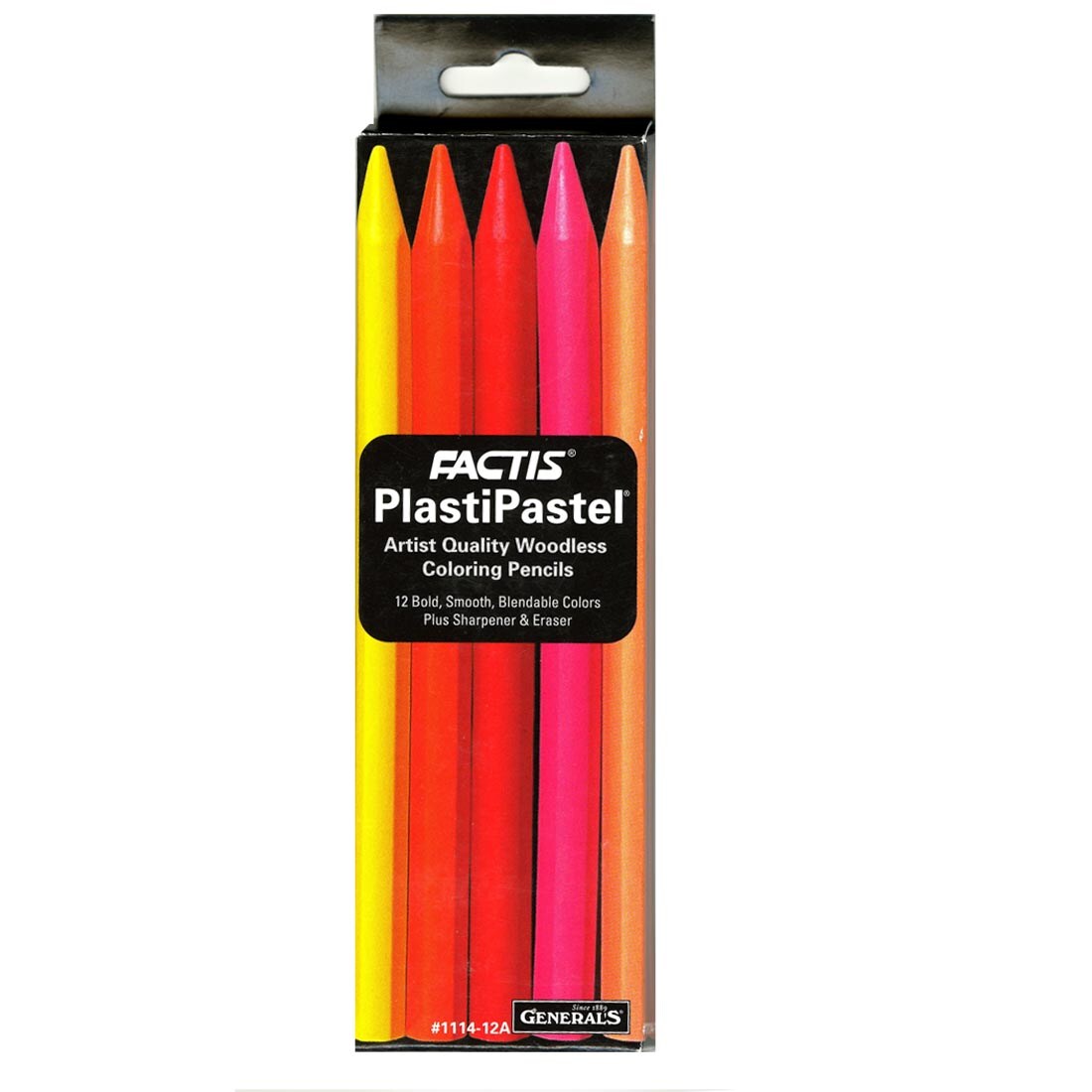 General's Factis Plastipastel Woodless Coloring Pencils 12-Count Set