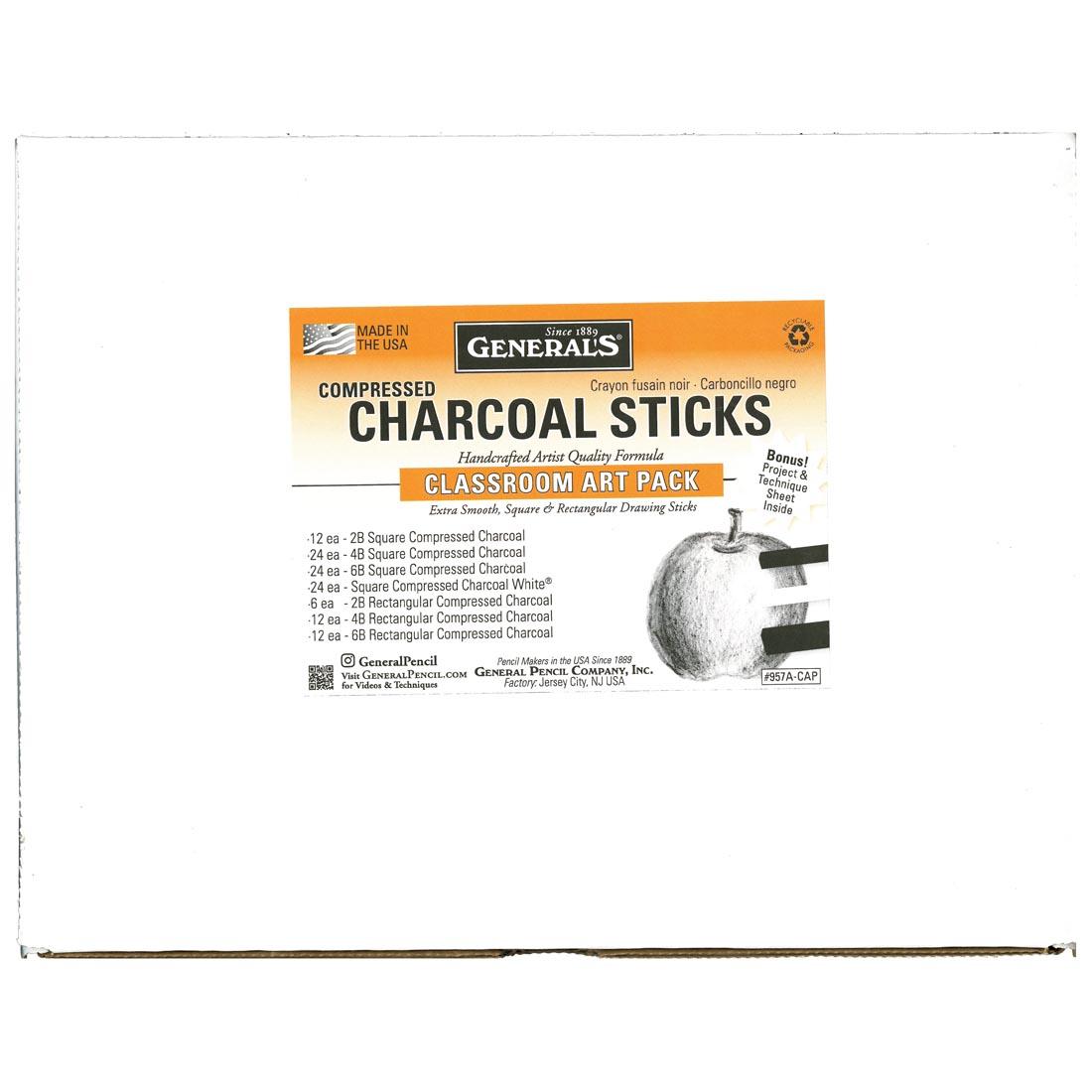 General's Compressed Charcoal Sticks Classroom Art Pack