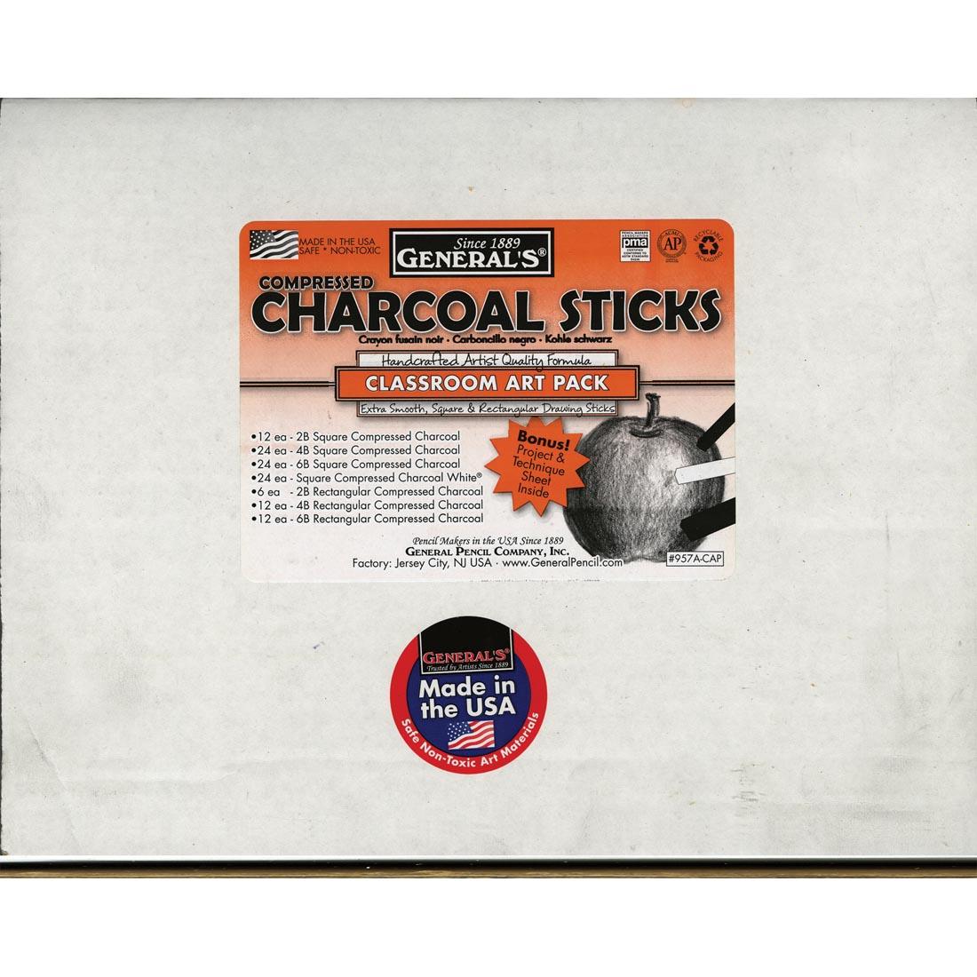 General's Compressed Charcoal Sticks Classroom Art Pack