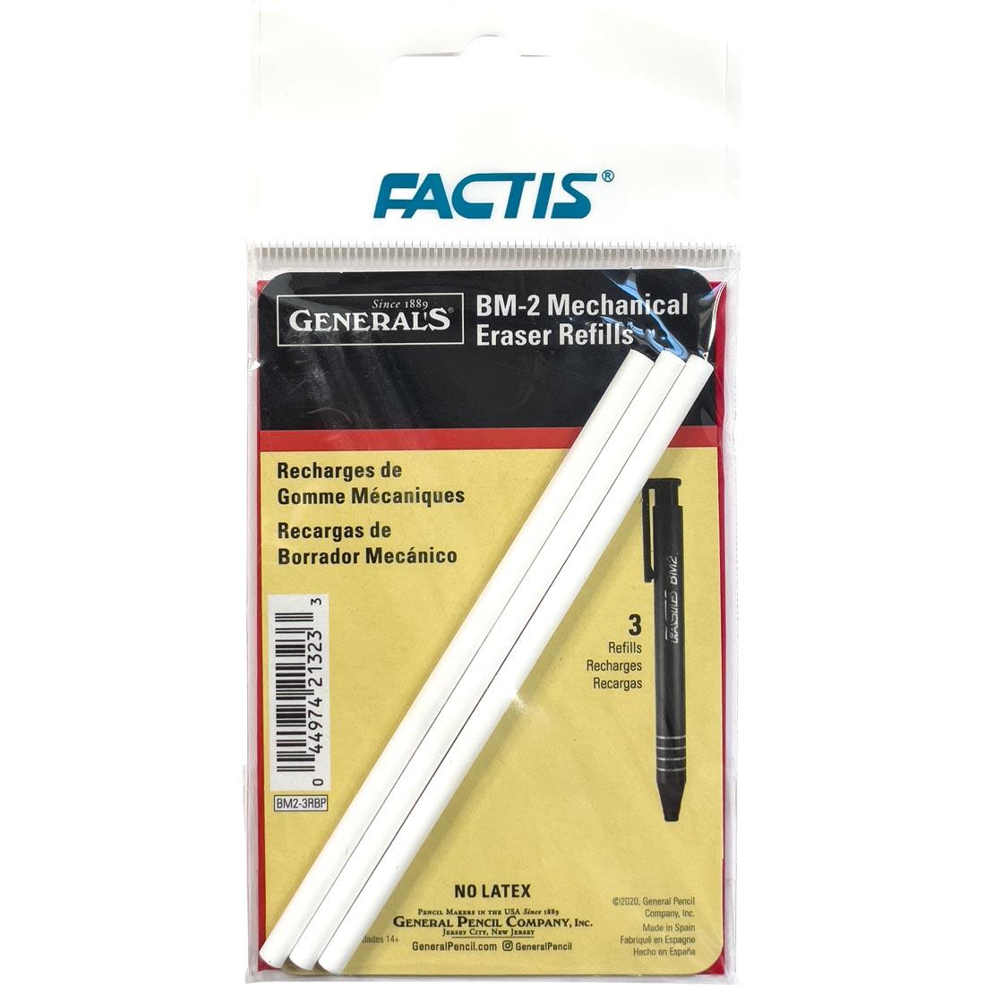 General's Factis BM-2 Mechanical Eraser Refill 3-Pack