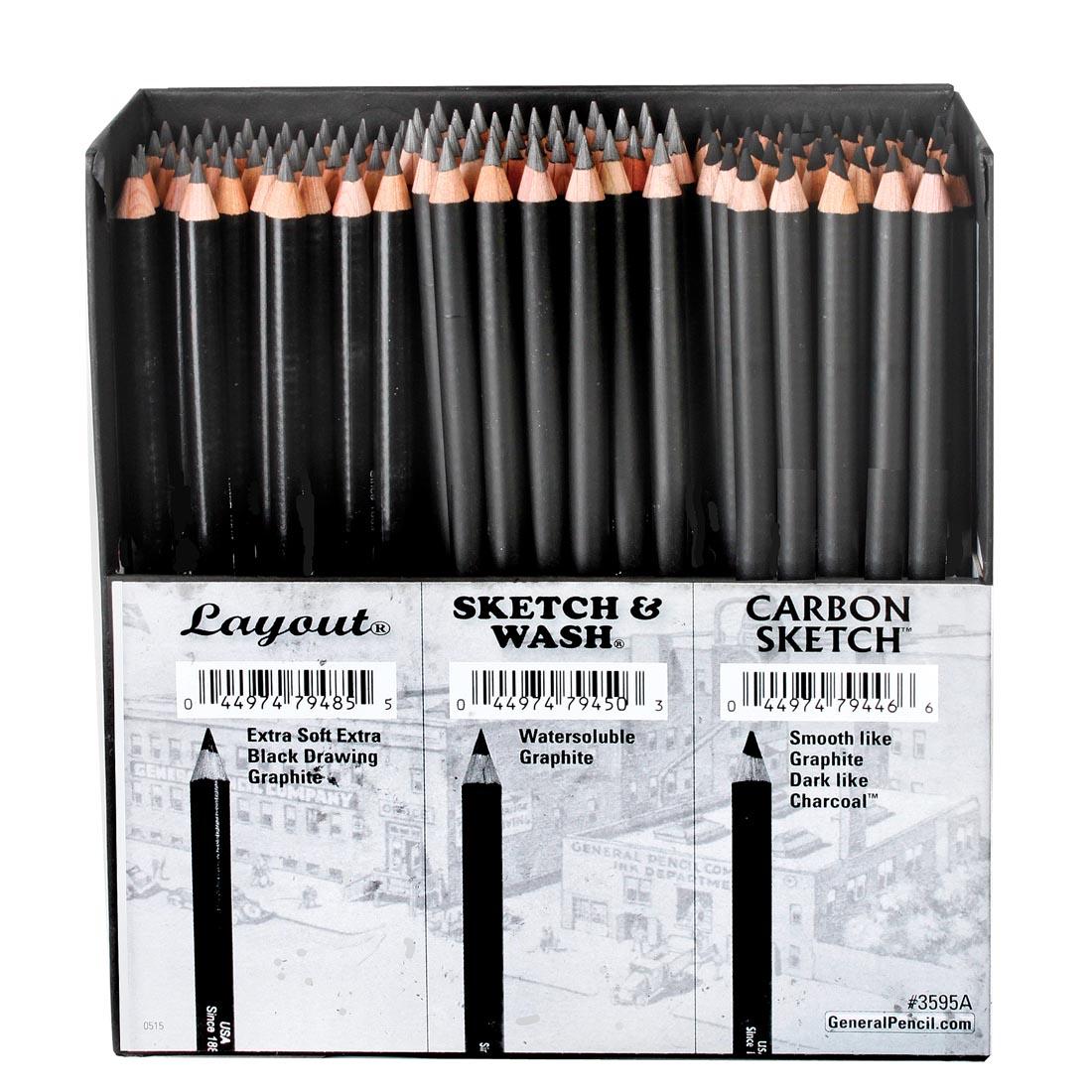 General's Specialty Pencil Class Set includes Layout, Sketch & Wash and Carbon Sketch pencils