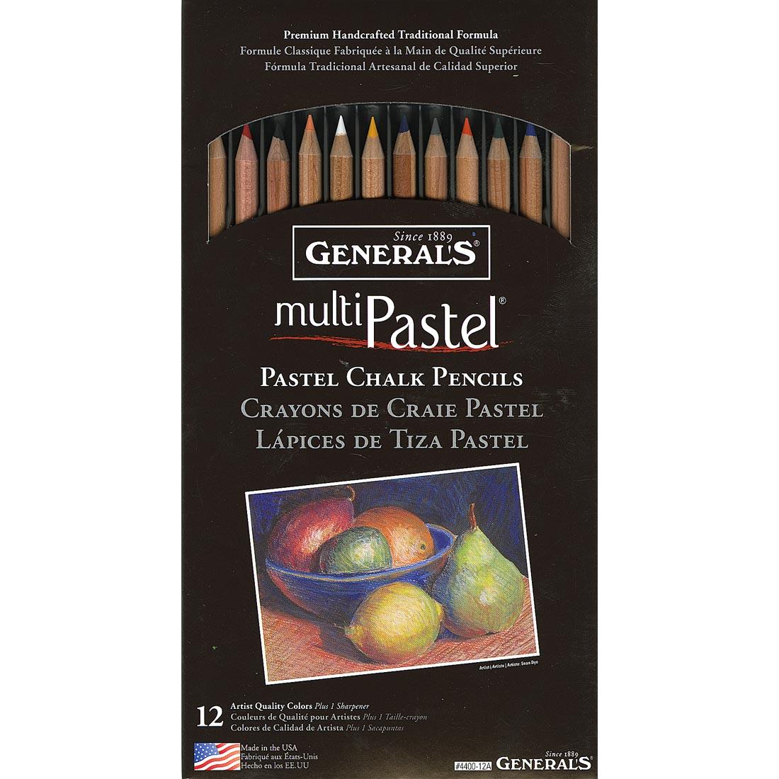 General's MultiPastel Pastel Chalk Pencils 12-Color Set