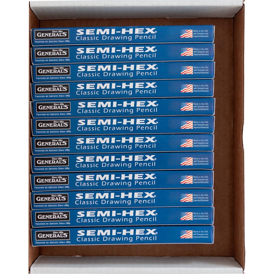 Contents of General's Semi-Hex Classic Drawing Pencil Class Pack shown inside box