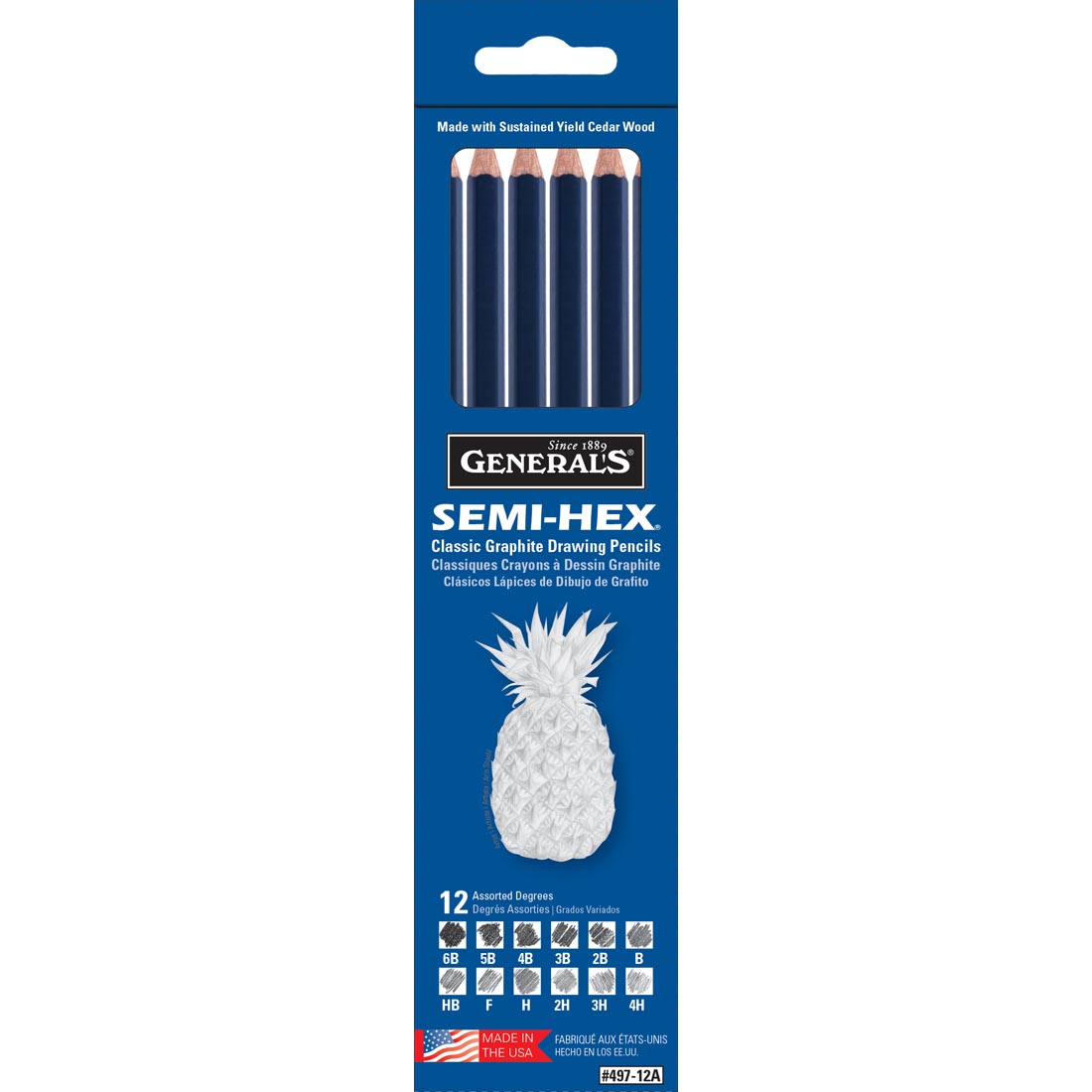 General's Semi-Hex Classic Graphite Drawing Pencils Set