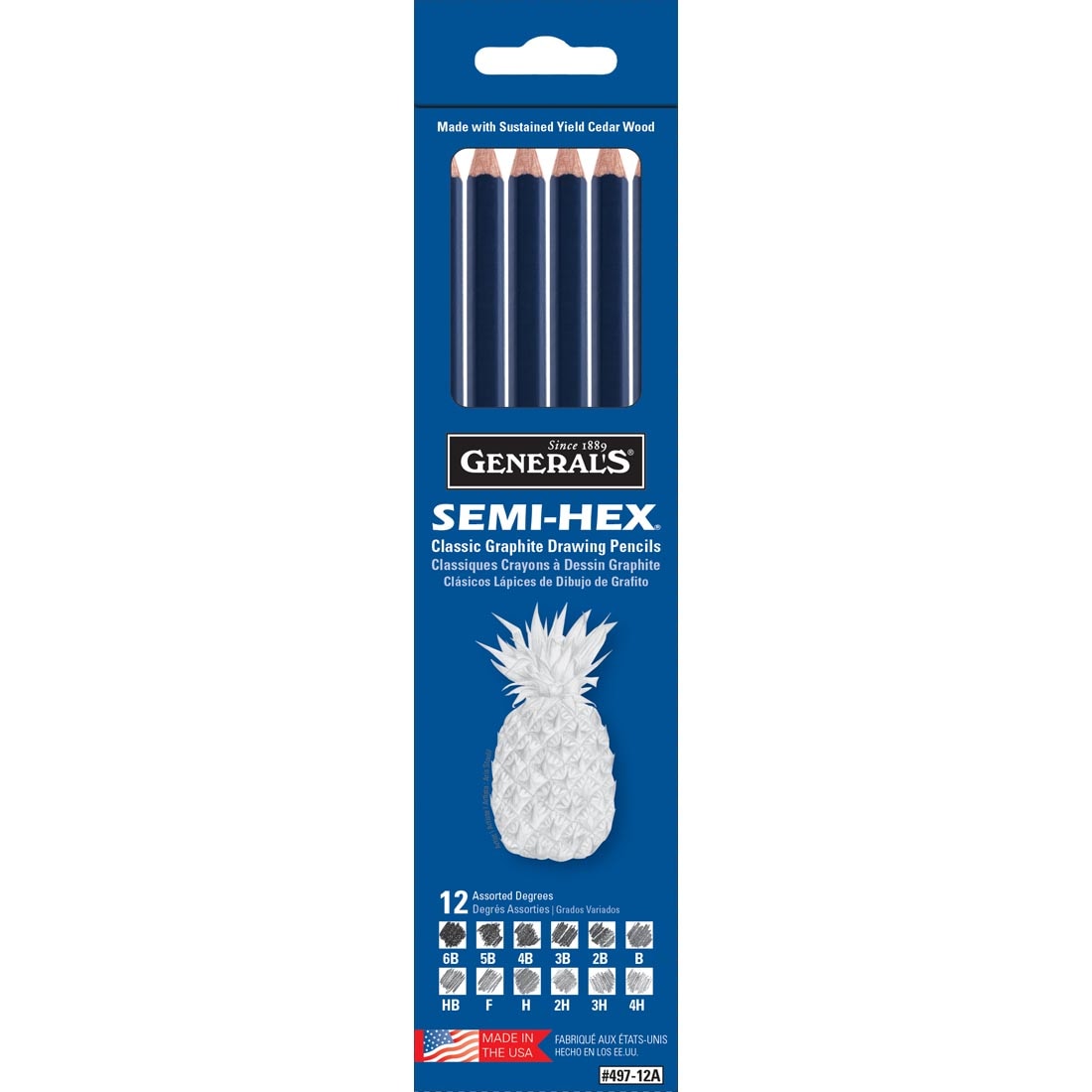 General's Semi-Hex Classic Graphite Drawing Pencils Set