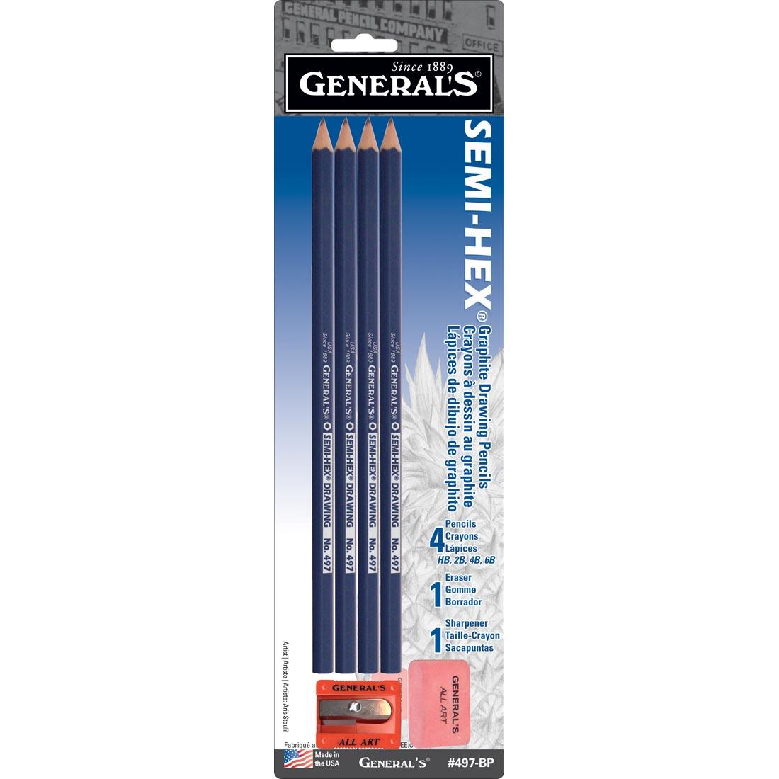 General's Semi-Hex Drawing Pencils & Accessory Set