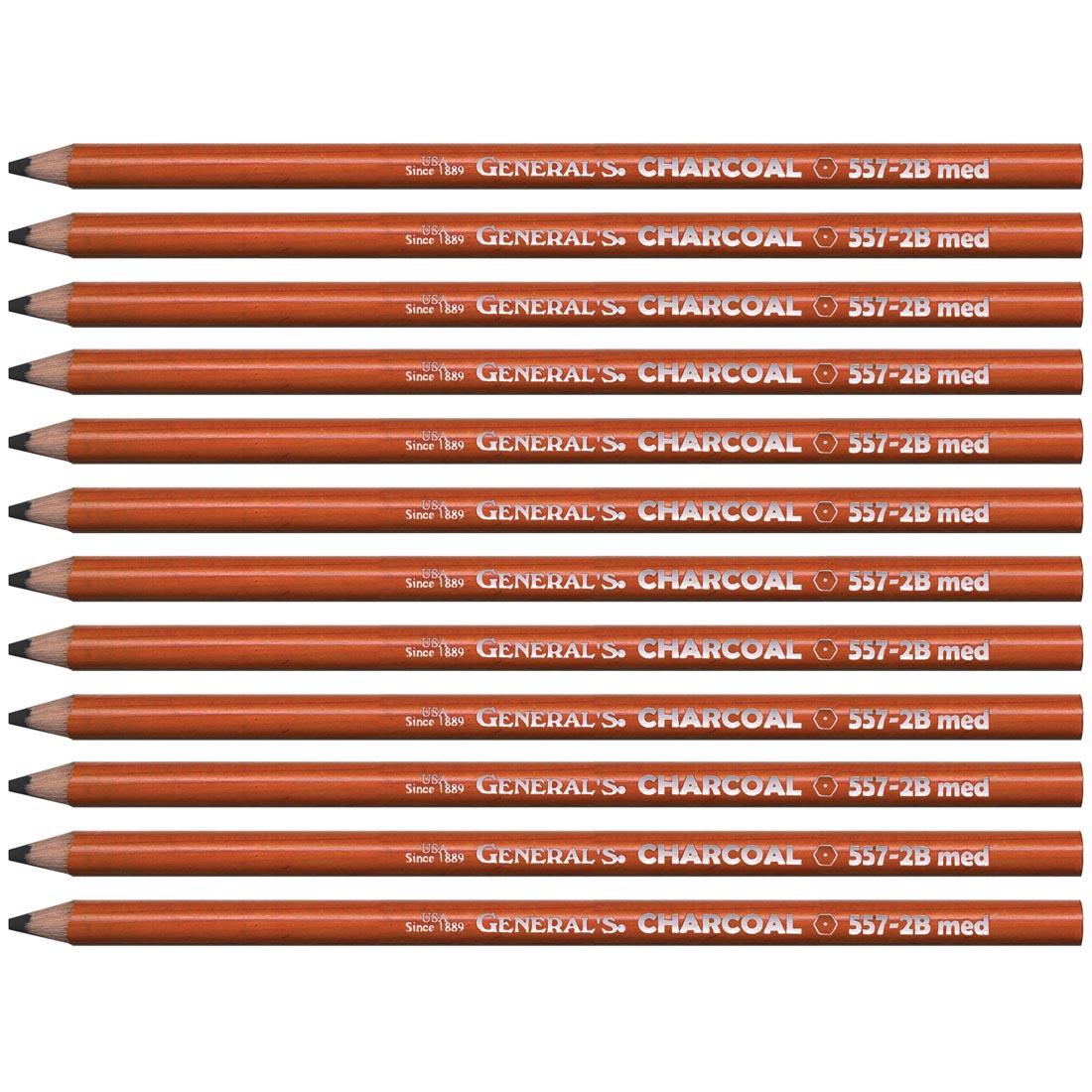 12 General's Charcoal Pencils 2B