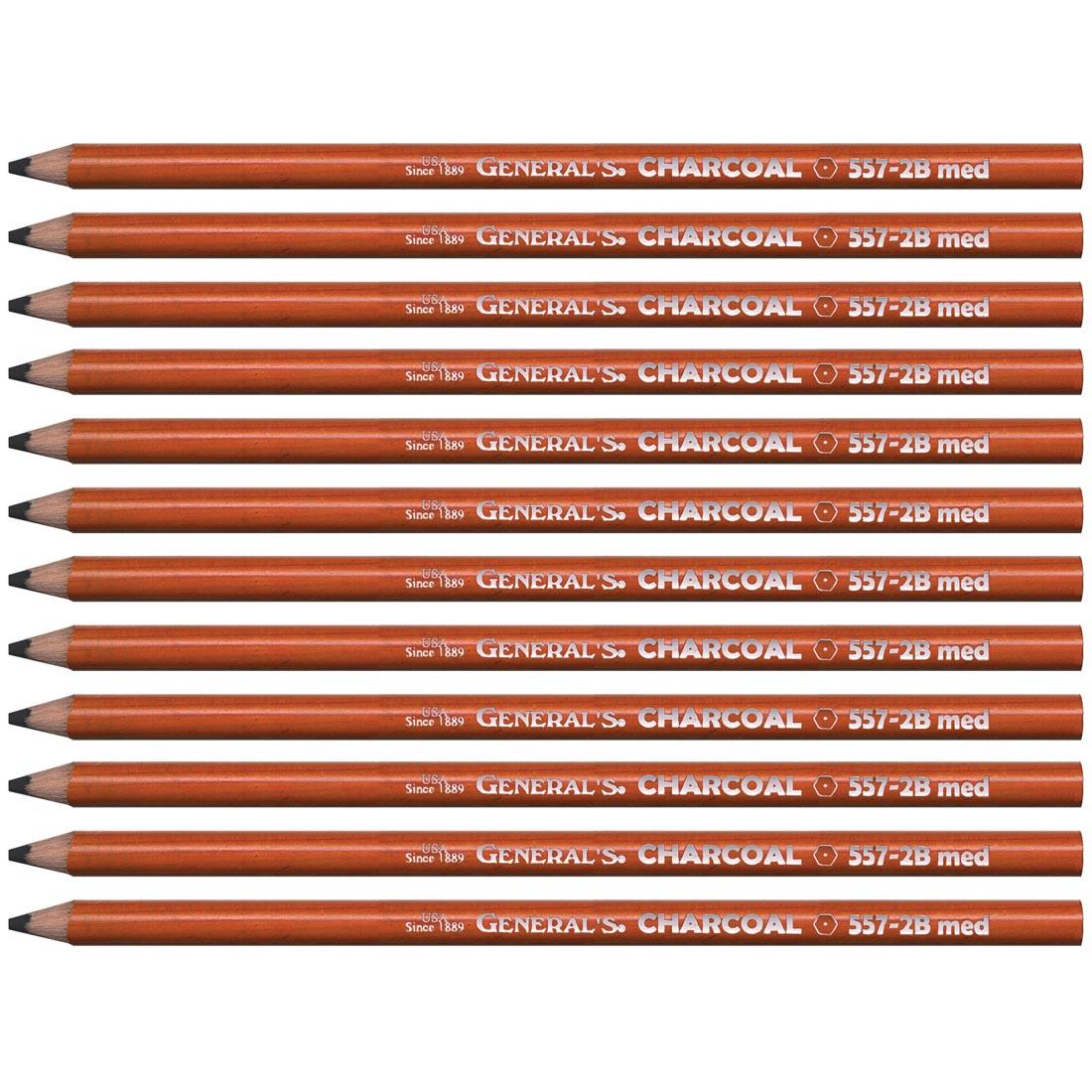 12 General's Charcoal Pencils 2B