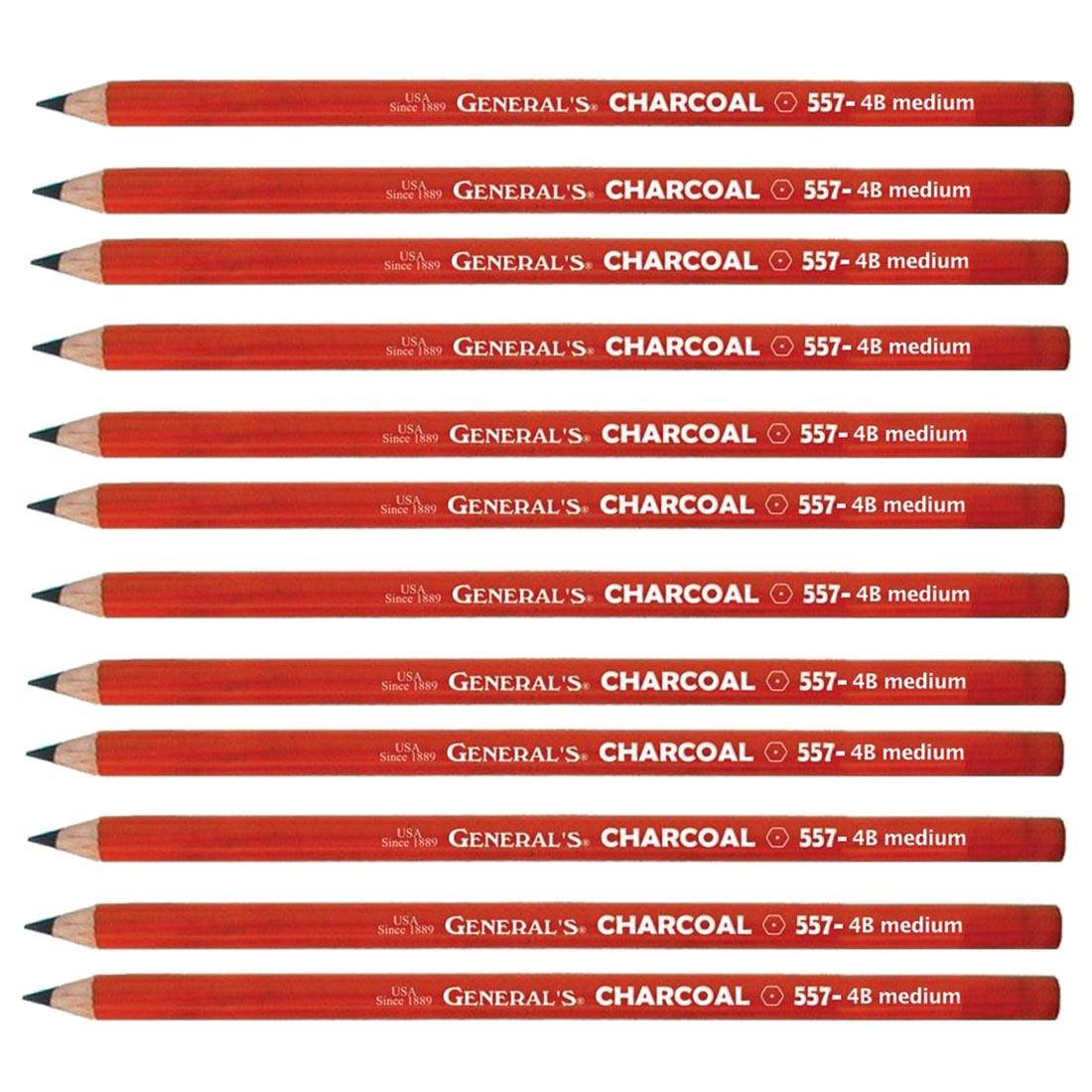 12 General's Charcoal Pencils 4B