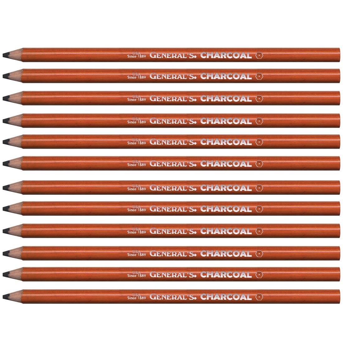 12 General's Charcoal Pencils 6B