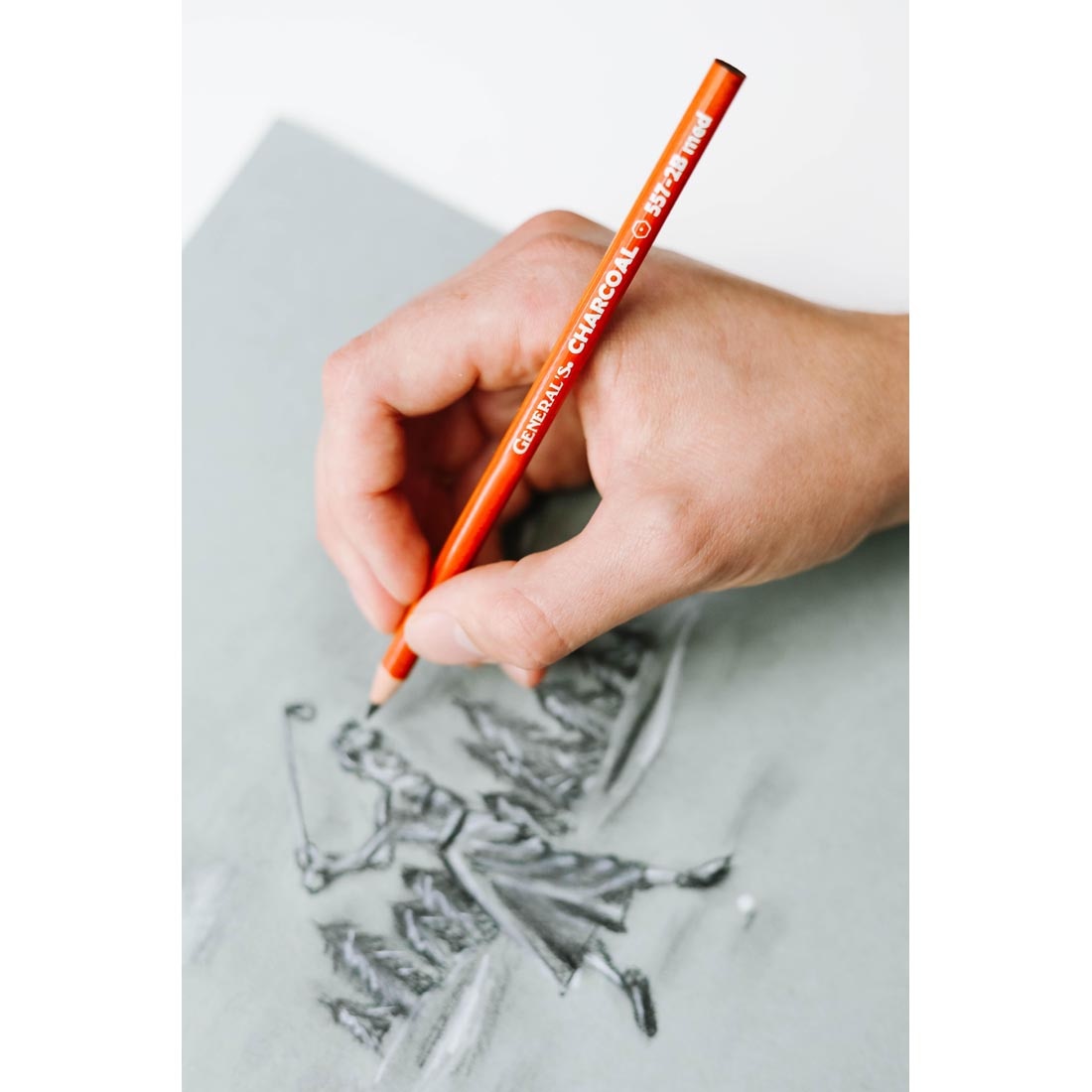 hand shown drawing with Genera'ls charcoal pencil