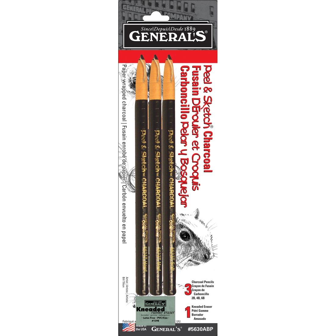 General's Peel & Sketch Charcoal Pencil Set