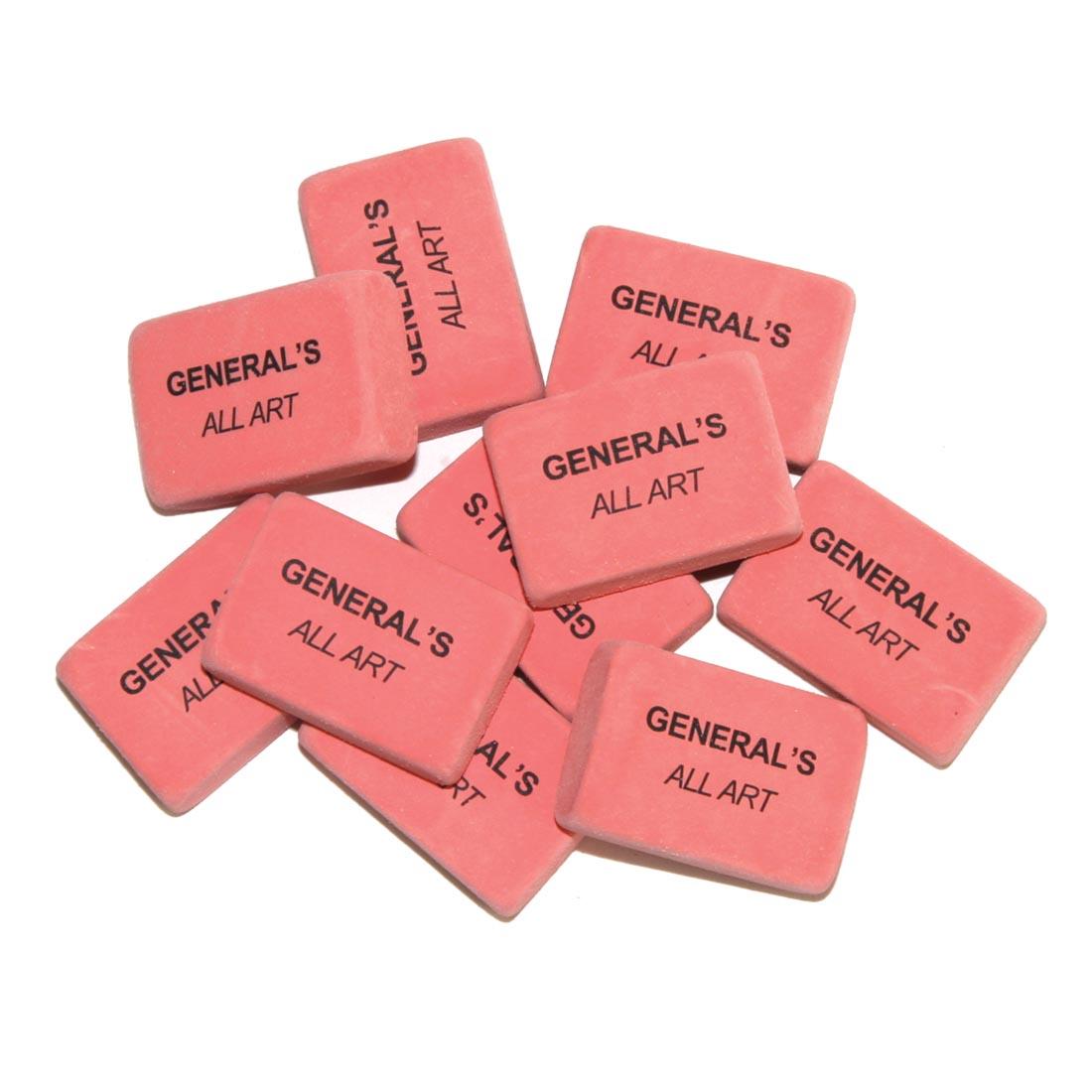 small pile of General's All-Art Pink Erasers