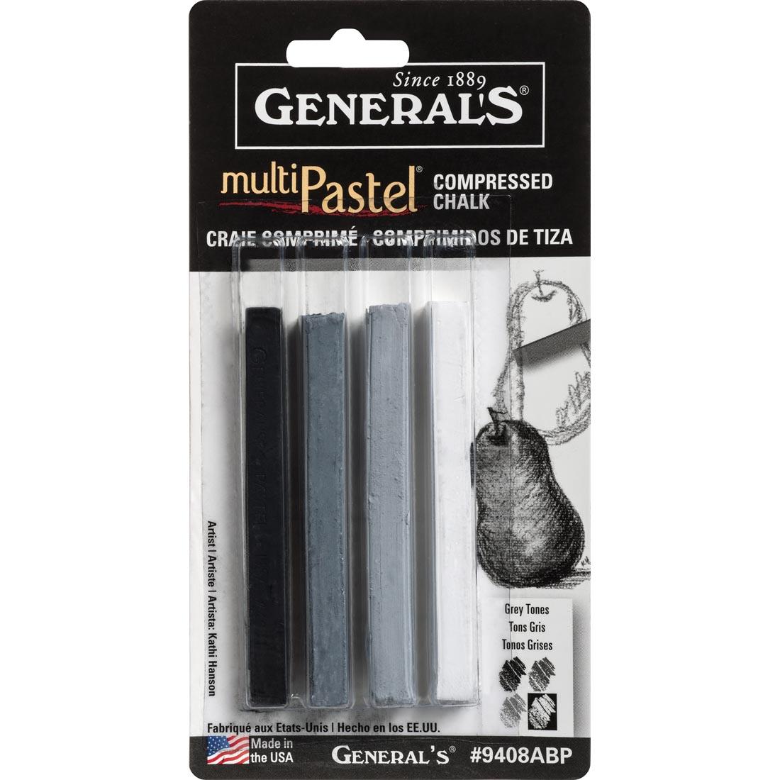 General's MultiPastel Compressed Chalk 4-Count Gray Tone Set