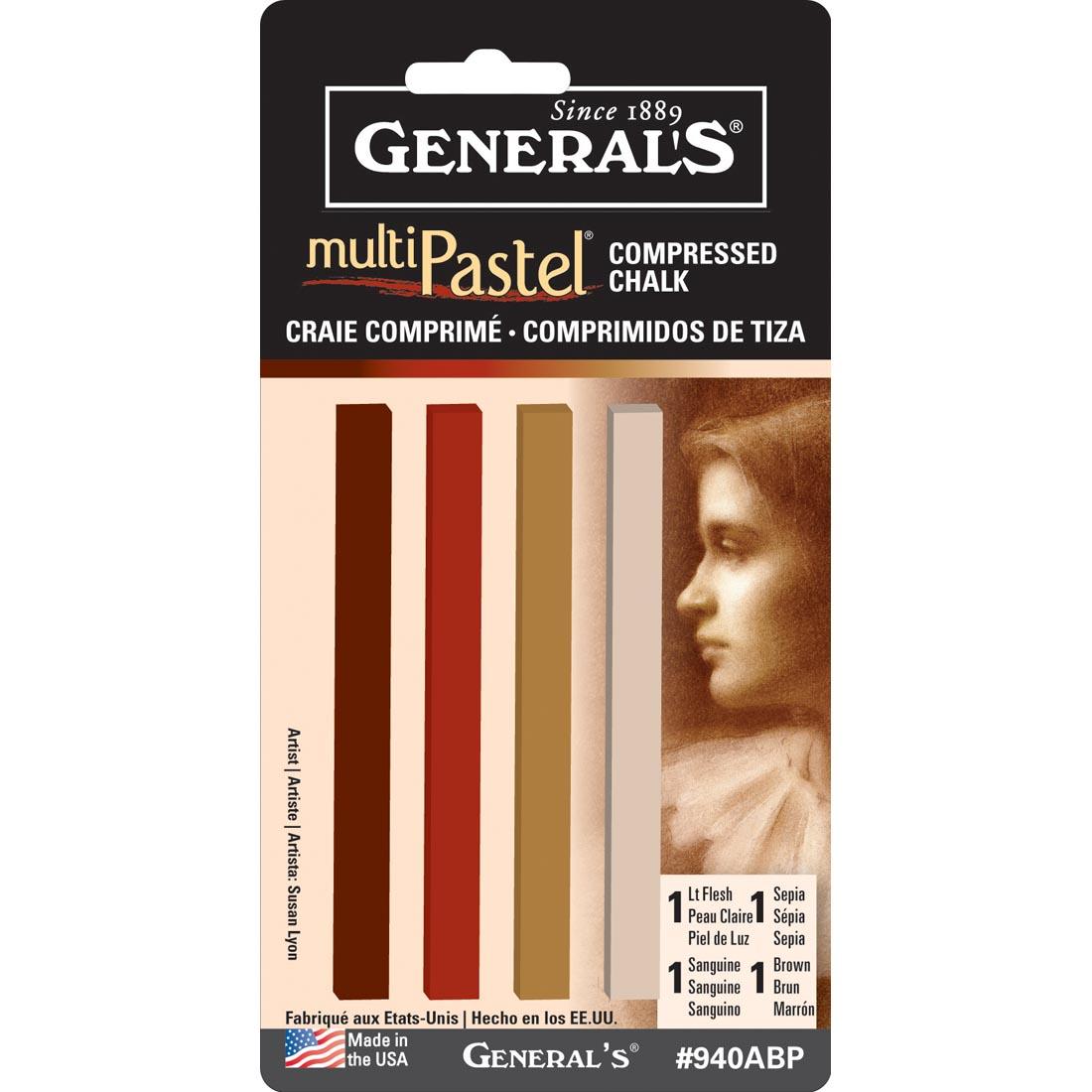 General's MultiPastel Compressed Chalk 4-Count Portrait Set