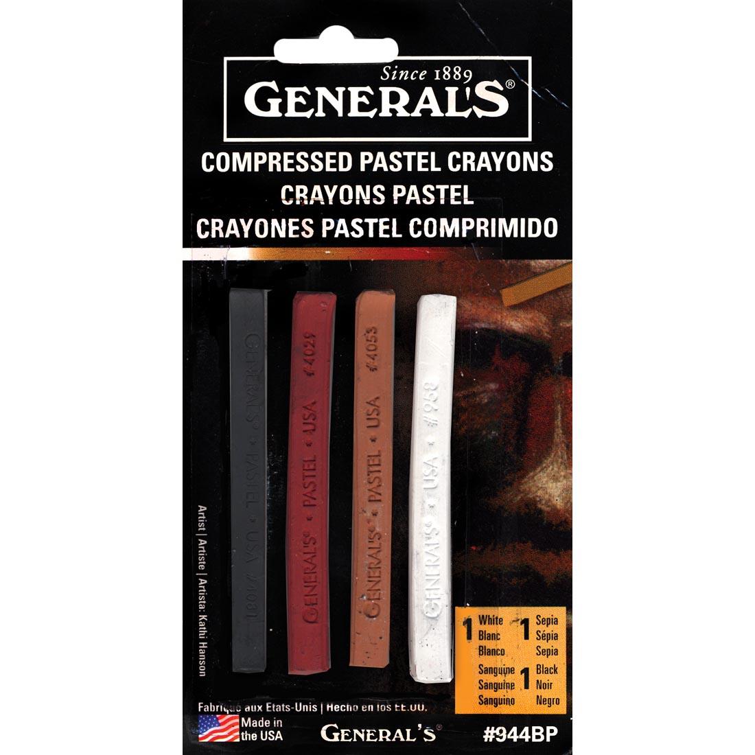General's MultiPastel Compressed Chalk 4-Count Traditional Sketching Set