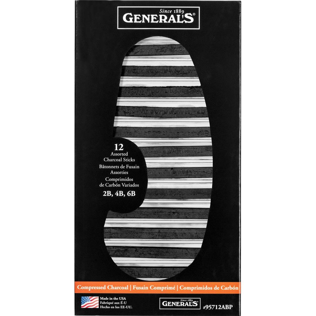 General's Compressed Charcoal Sticks 12-Count Assortment