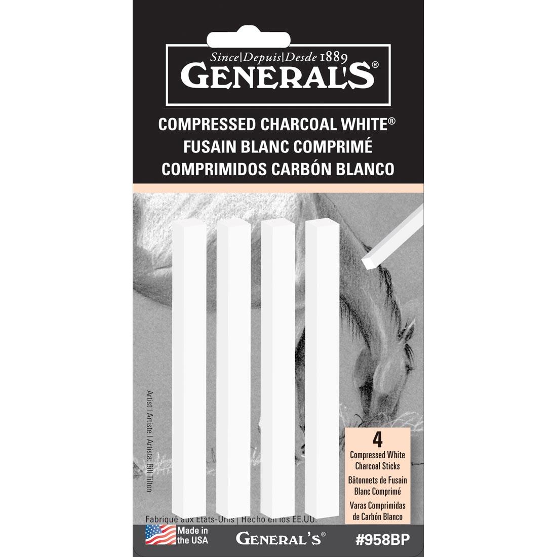 General's Charcoal White Compressed Sticks 4-Count Package