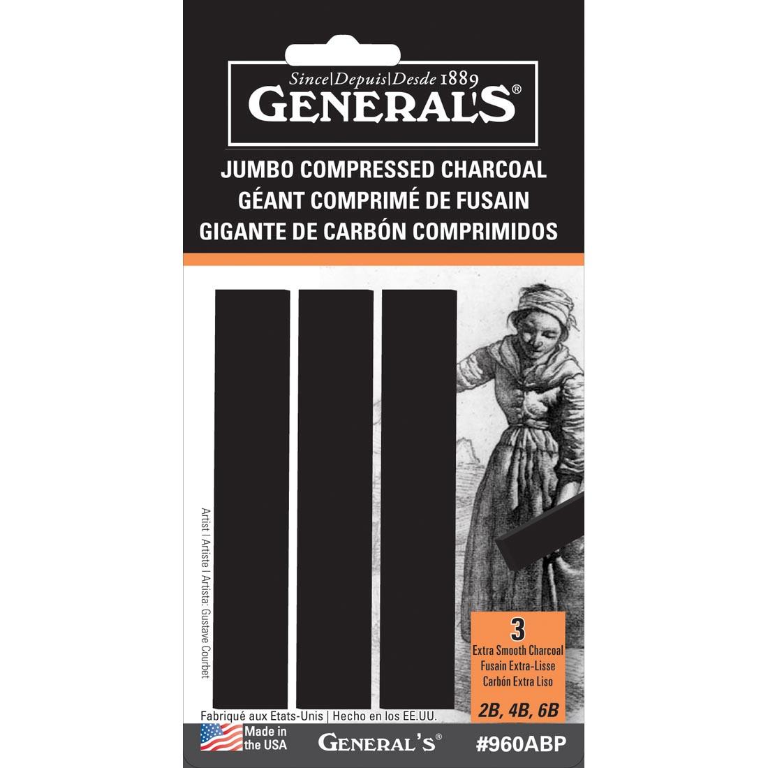 General's Jumbo Black Compressed Charcoal Assortment