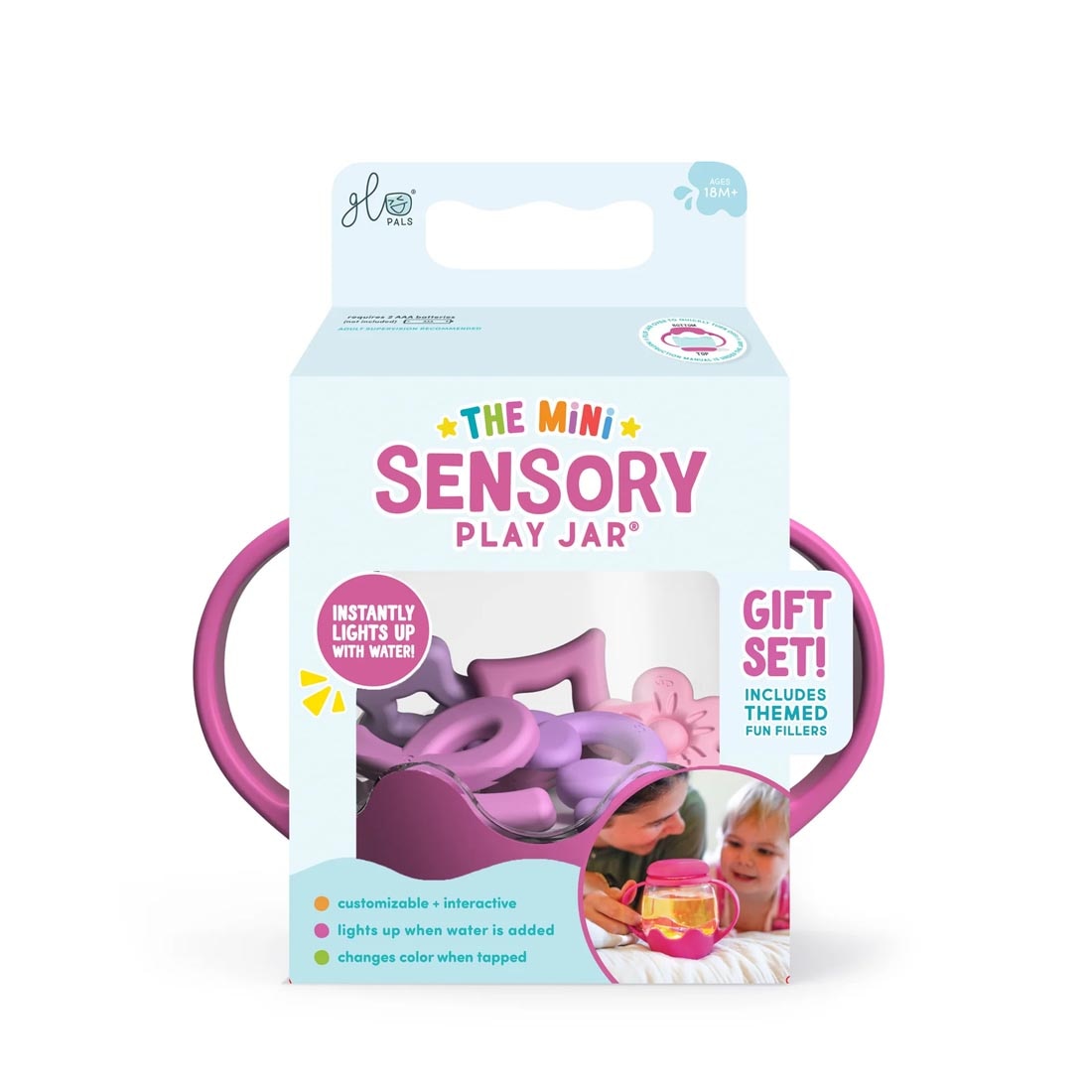 Gumdrop Pink Mini Sensory Play Jar Set By Glo Pals